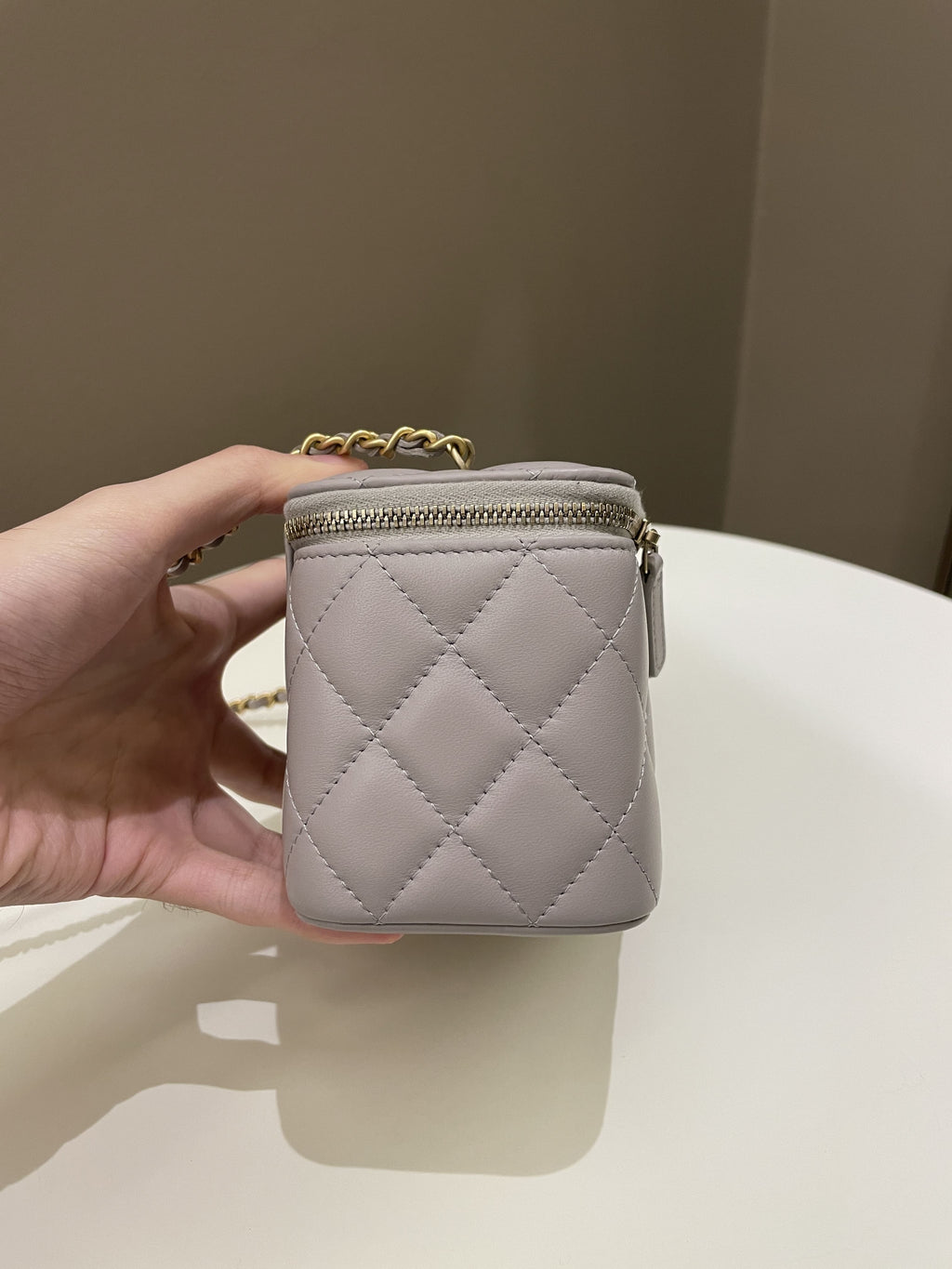Chanel Quilted Pearl Crush Vanity Rectangular Grey Lambskin