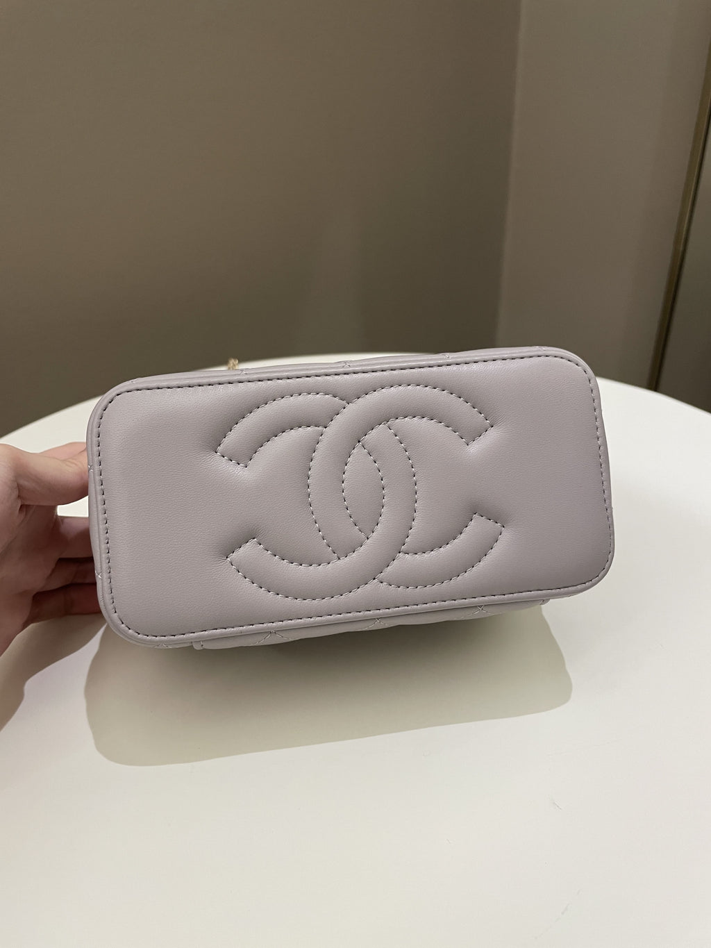 Chanel Quilted Pearl Crush Vanity Rectangular Grey Lambskin