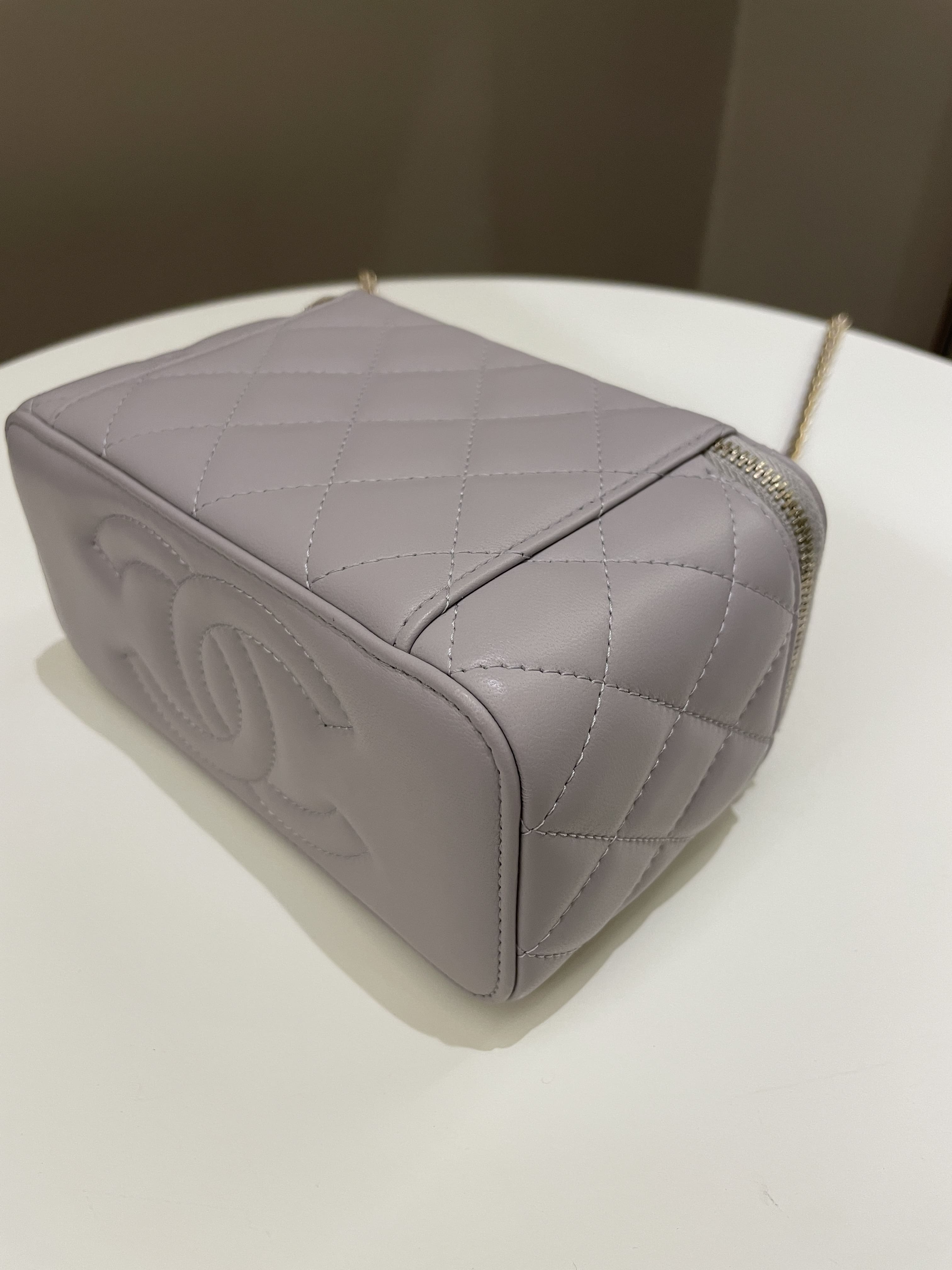 Chanel Quilted Pearl Crush Vanity Rectangular Grey Lambskin