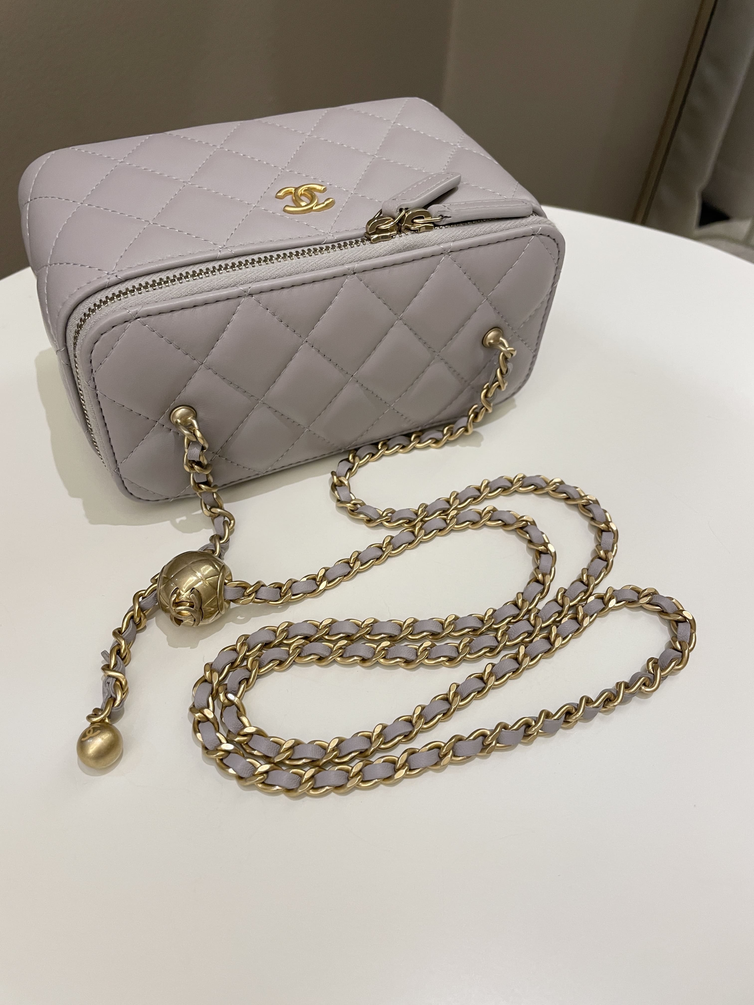 Chanel Quilted Pearl Crush Vanity Rectangular Grey Lambskin