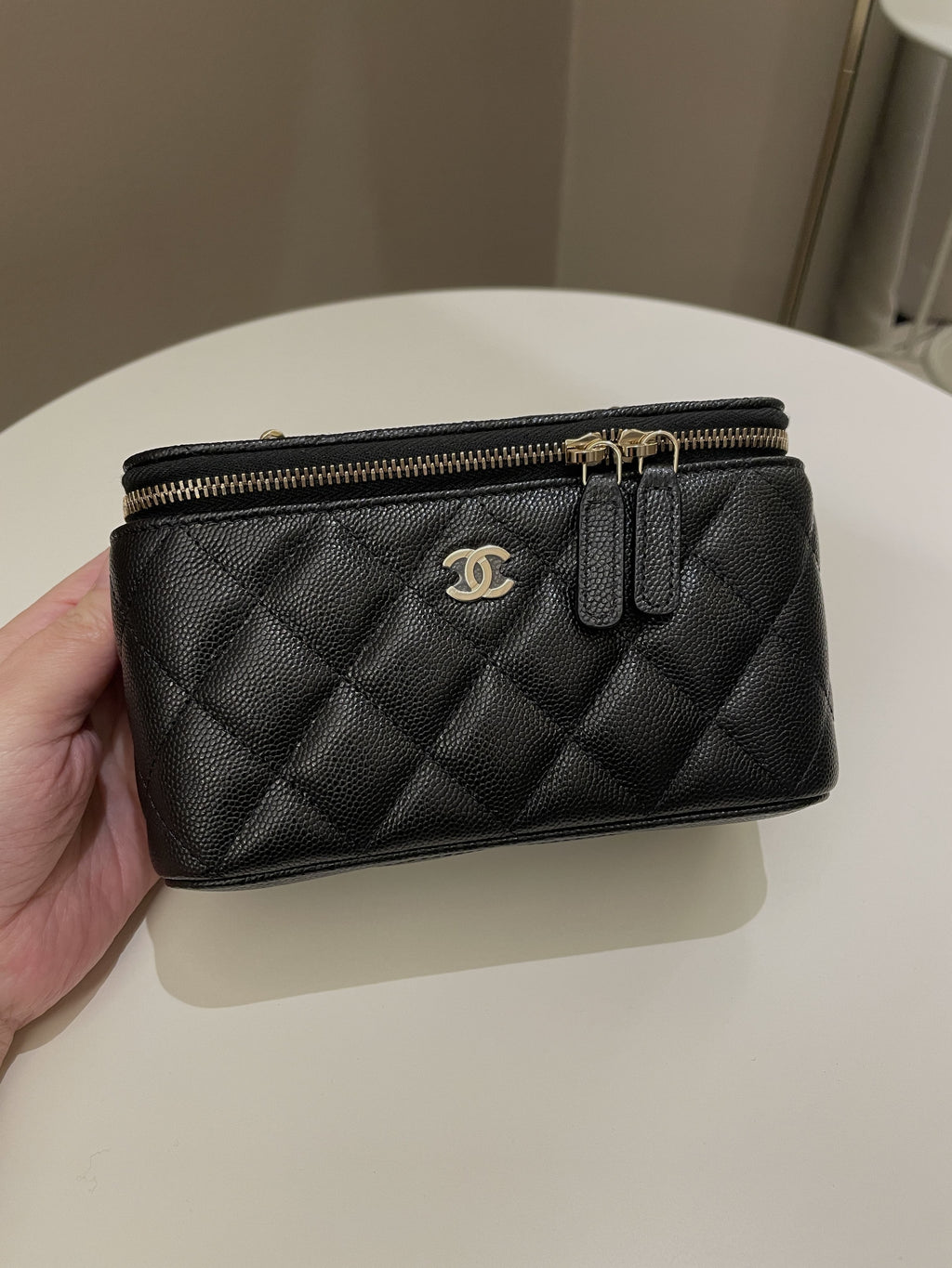 Chanel 22S Quilted Vanity Rectangular Black Caviar