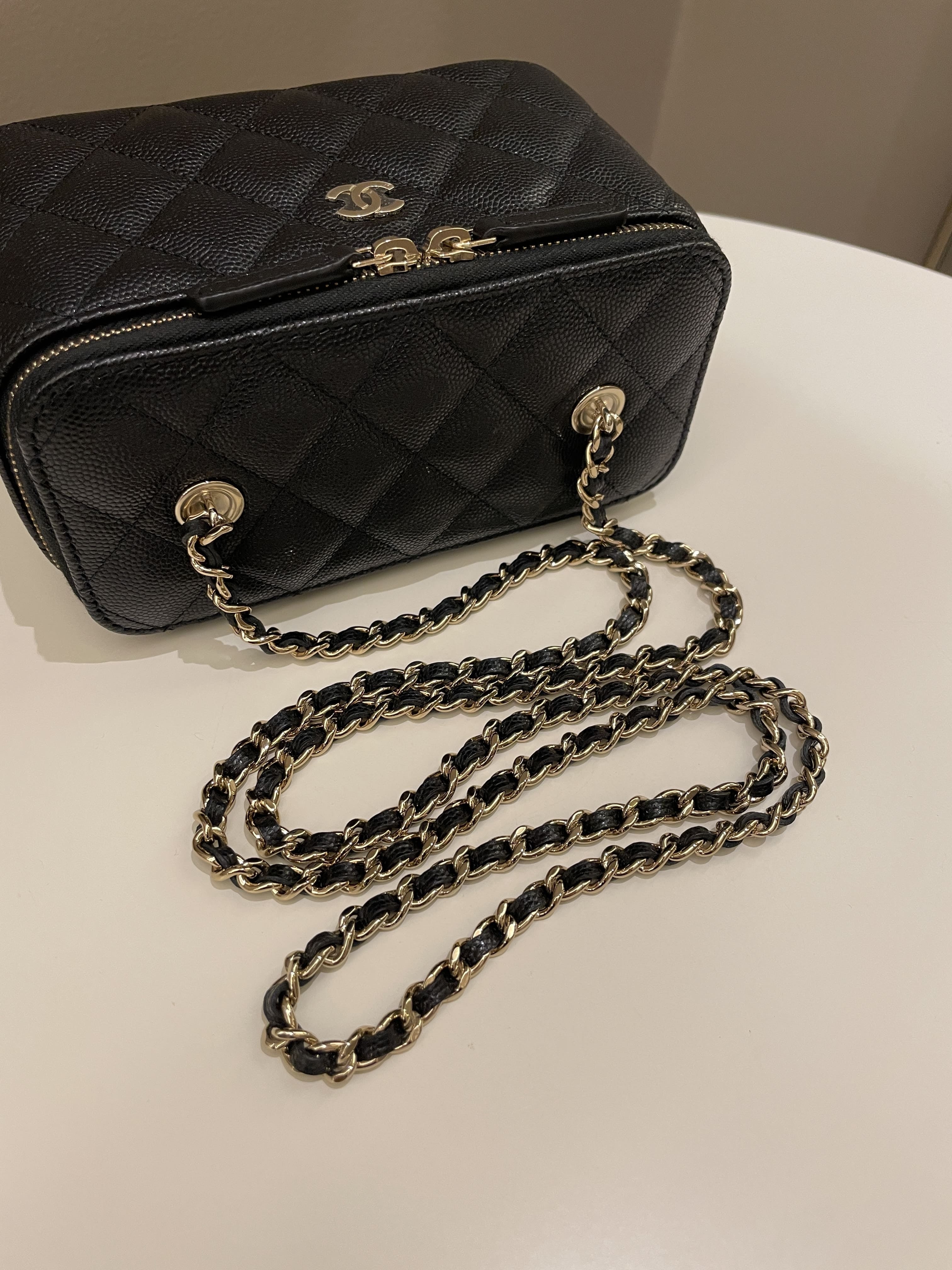 Chanel 22S Quilted Vanity Rectangular Black Caviar