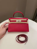 Hermes Mini Kelly 20 Rouge Casaque / Pink ChÃƒÆ’Ã‚Â¨vre