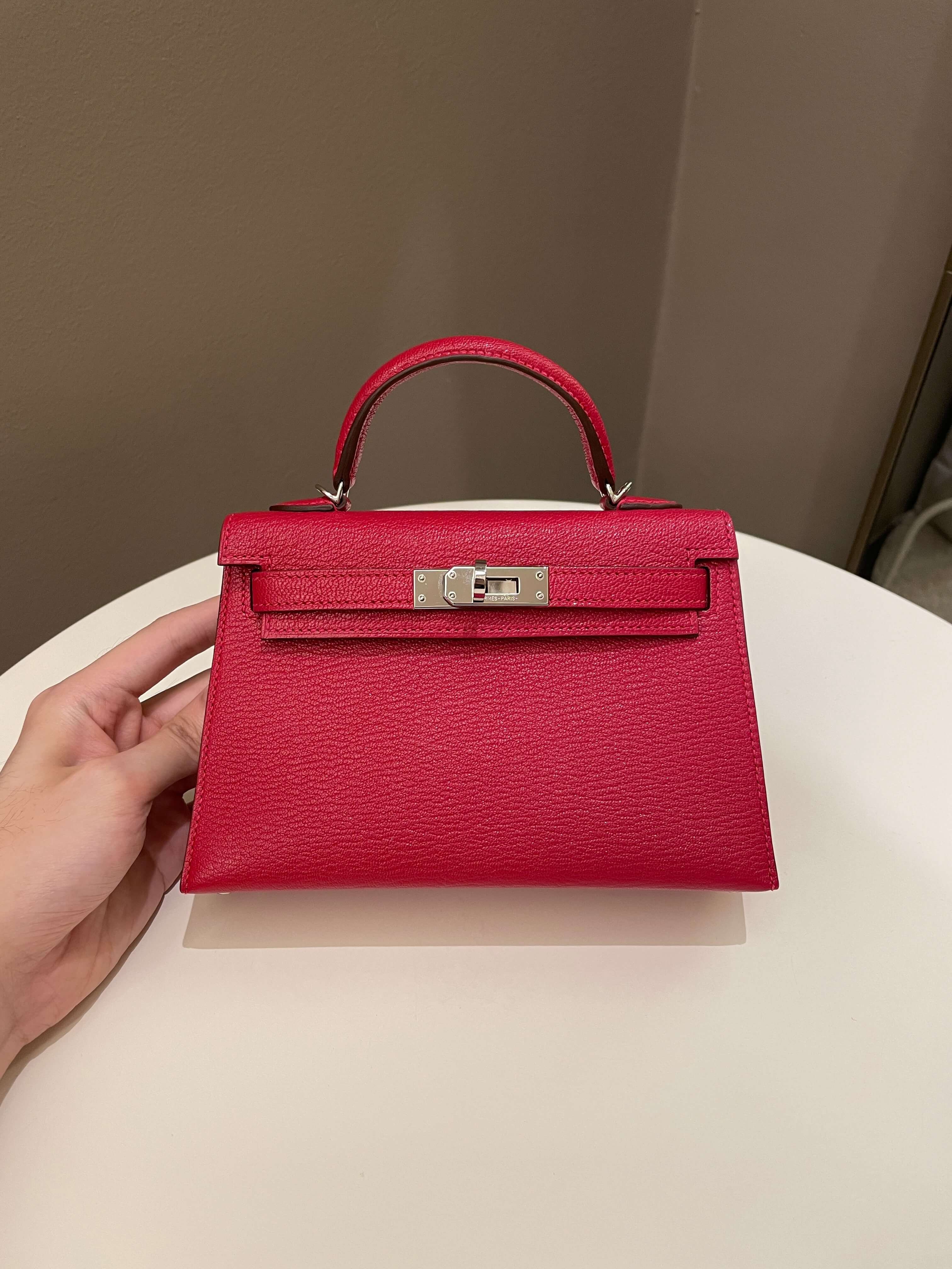 Hermes Mini Kelly 20 Rouge Casaque / Pink ChÃƒÆ’Ã‚Â¨vre