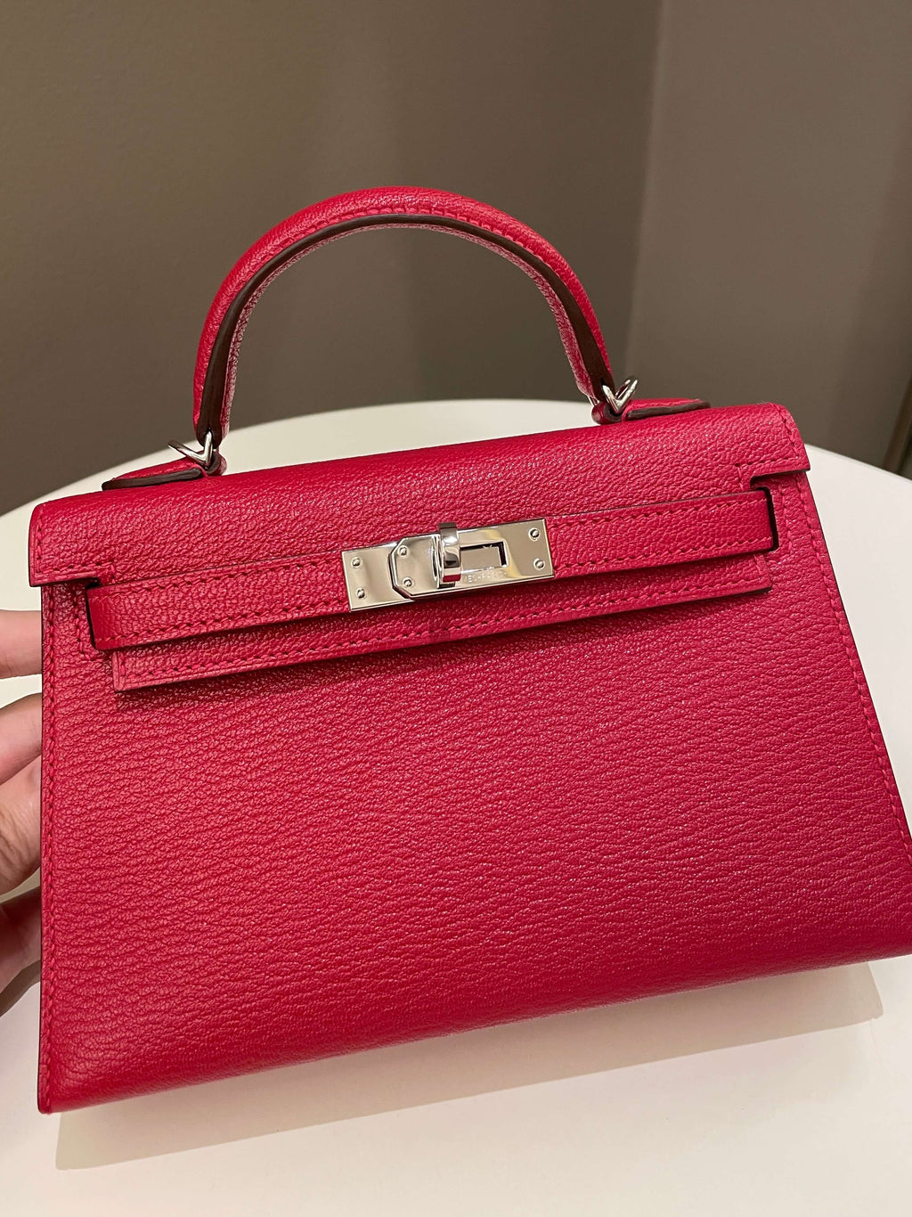 Hermes Mini Kelly 20 Rouge Casaque / Pink ChÃƒÆ’Ã‚Â¨vre