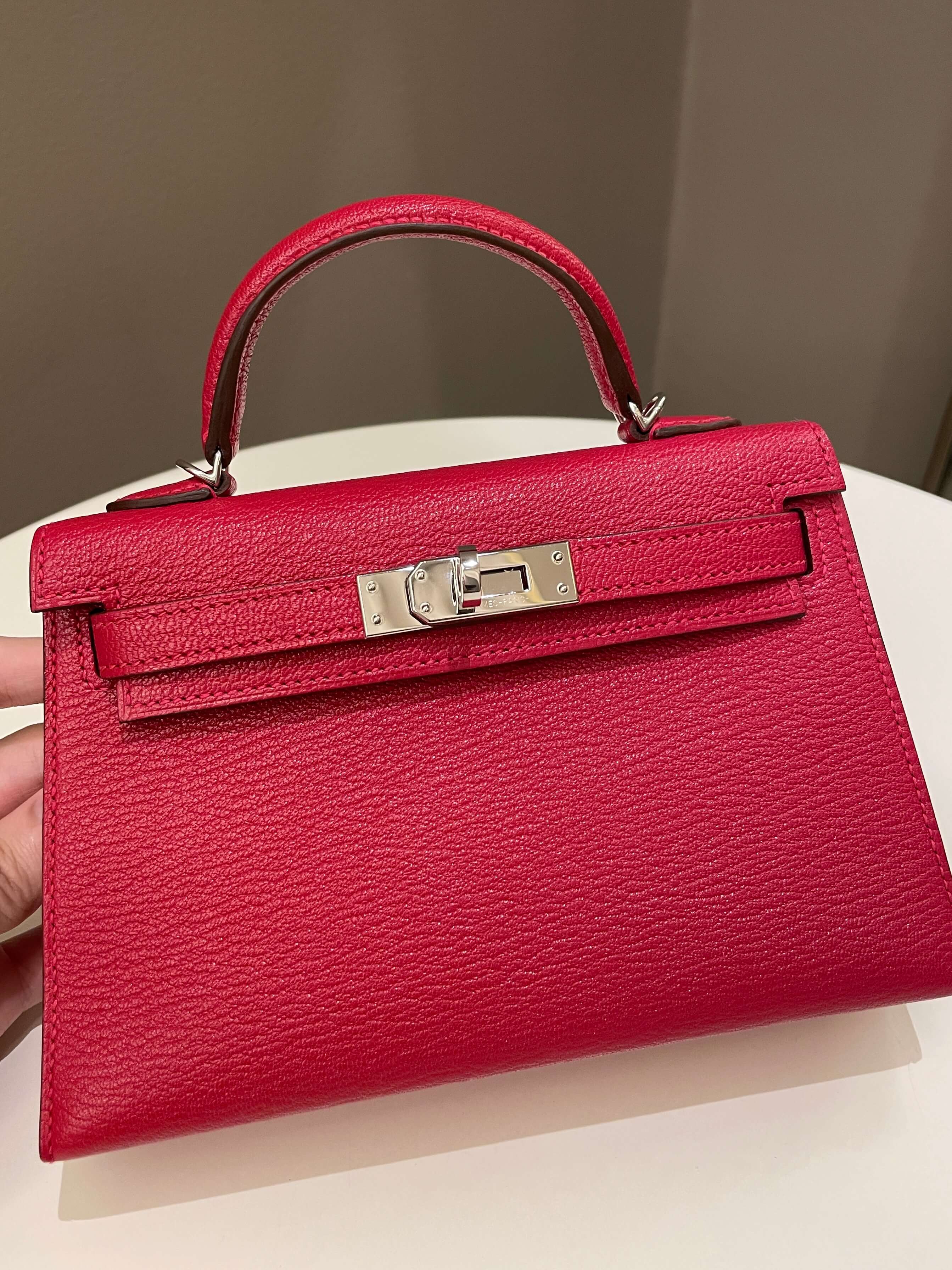 Hermes Mini Kelly 20 Rouge Casaque / Pink ChÃƒÆ’Ã‚Â¨vre