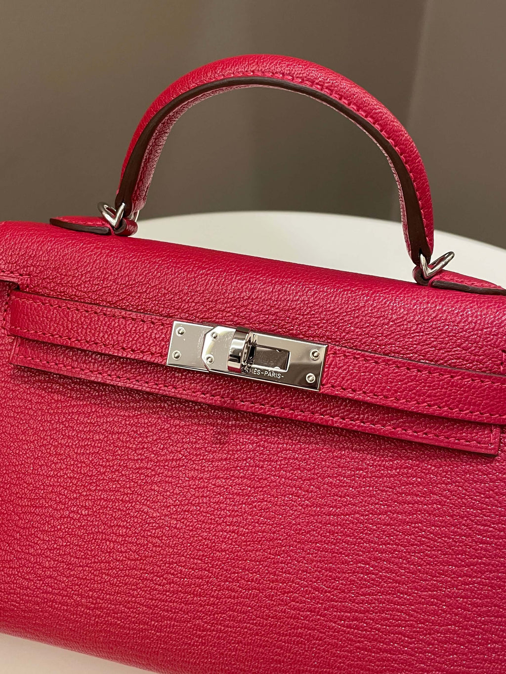 Hermes Mini Kelly 20 Rouge Casaque / Pink ChÃƒÆ’Ã‚Â¨vre