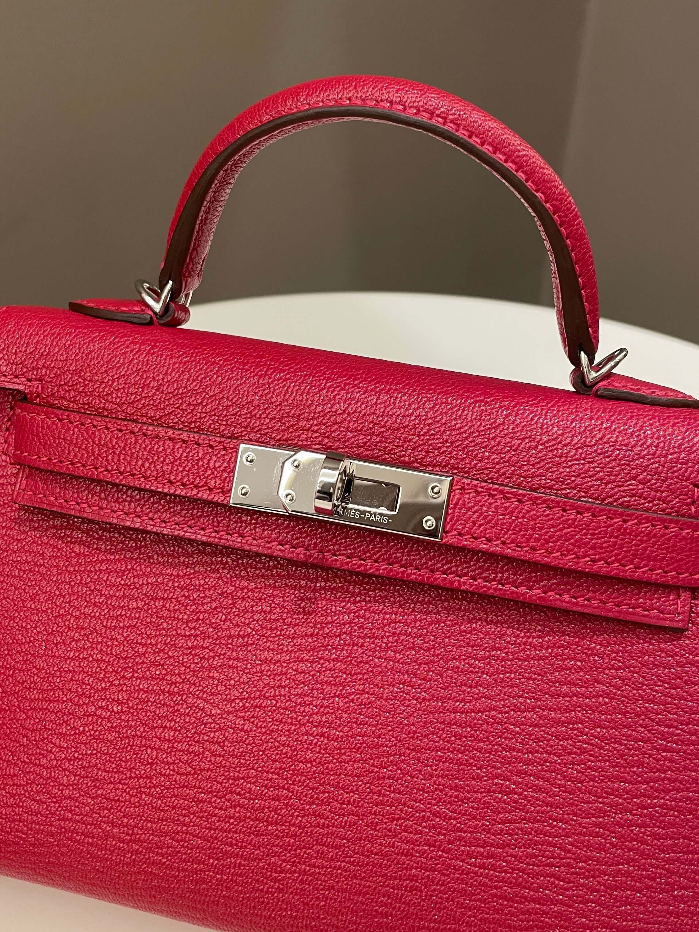 Hermes Mini Kelly 20 Rouge Casaque / Pink ChÃƒÆ’Ã‚Â¨vre