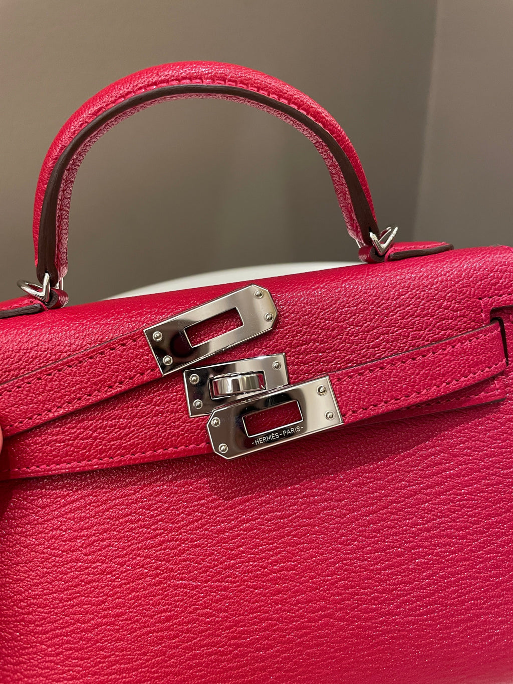 Hermes Mini Kelly 20 Rouge Casaque / Pink ChÃƒÆ’Ã‚Â¨vre