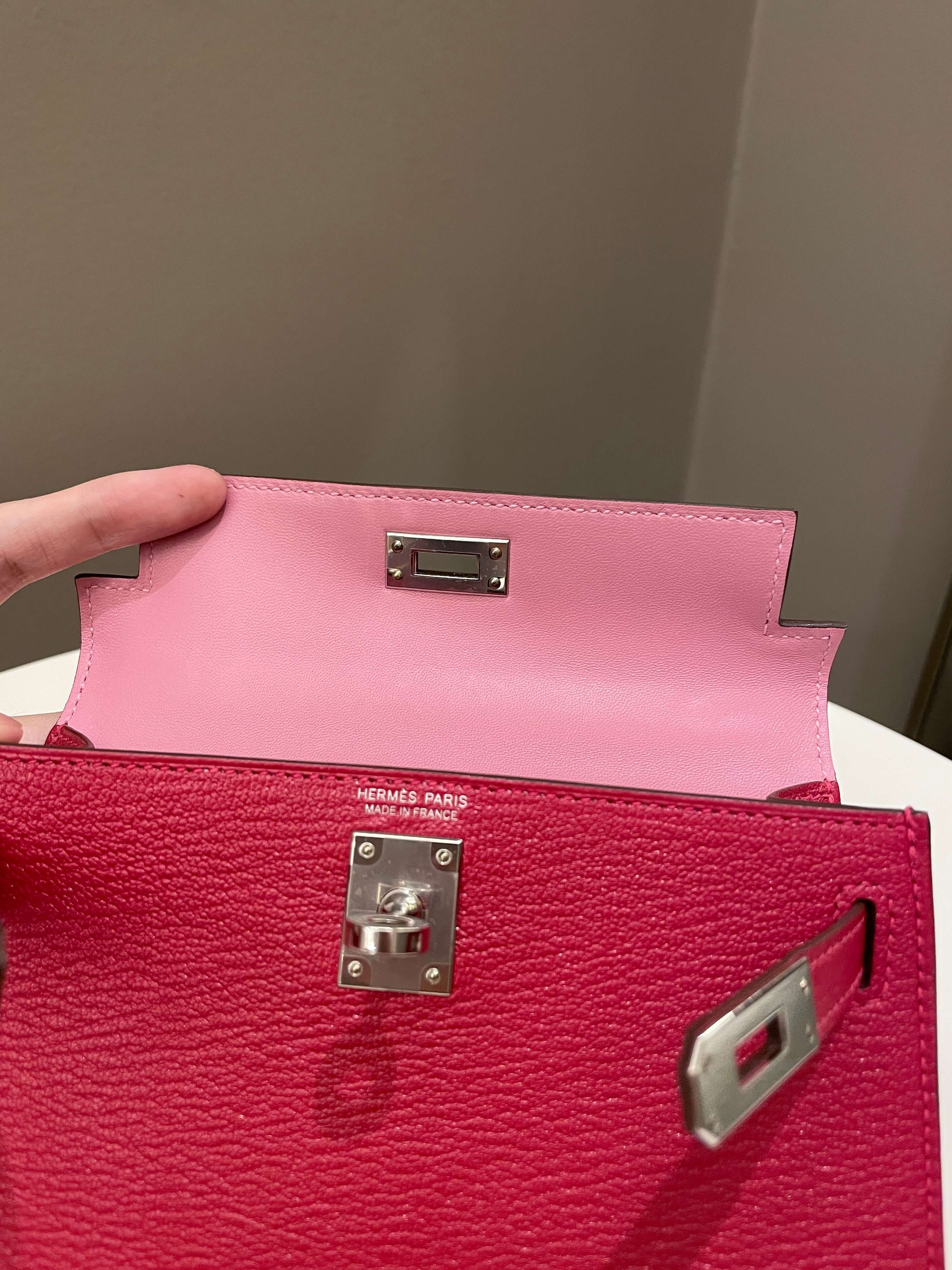 Hermes Mini Kelly 20 Rouge Casaque / Pink ChÃƒÆ’Ã‚Â¨vre