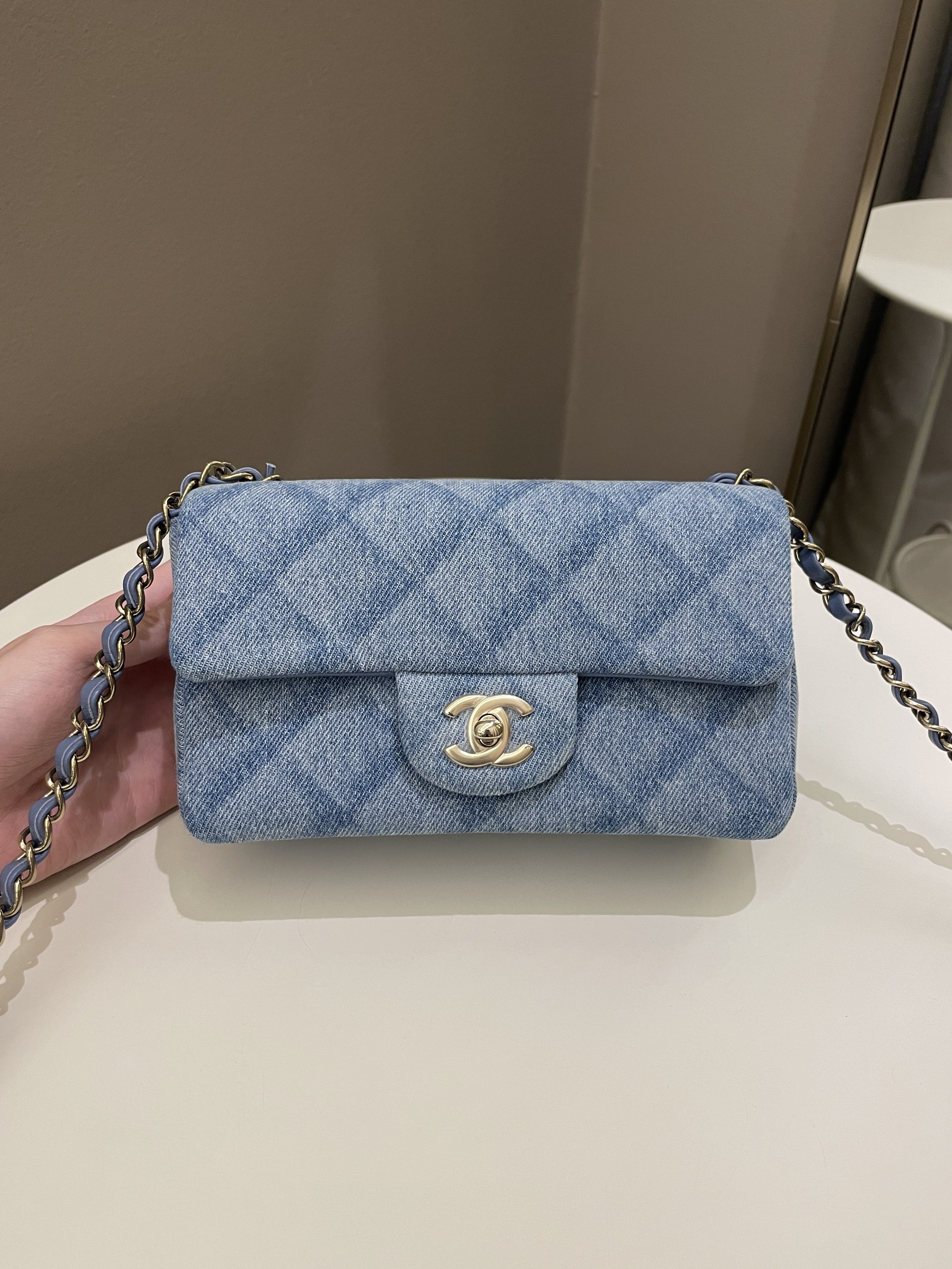 Chanel Classic Quilted Mini Rectangular Blue Denim