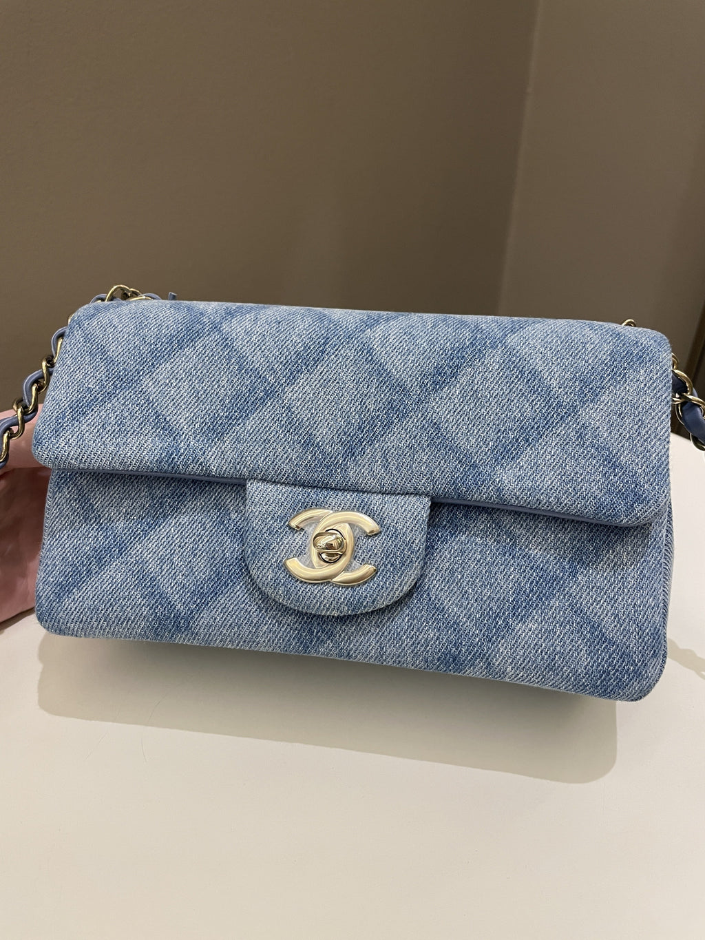 Chanel Classic Quilted Mini Rectangular Blue Denim