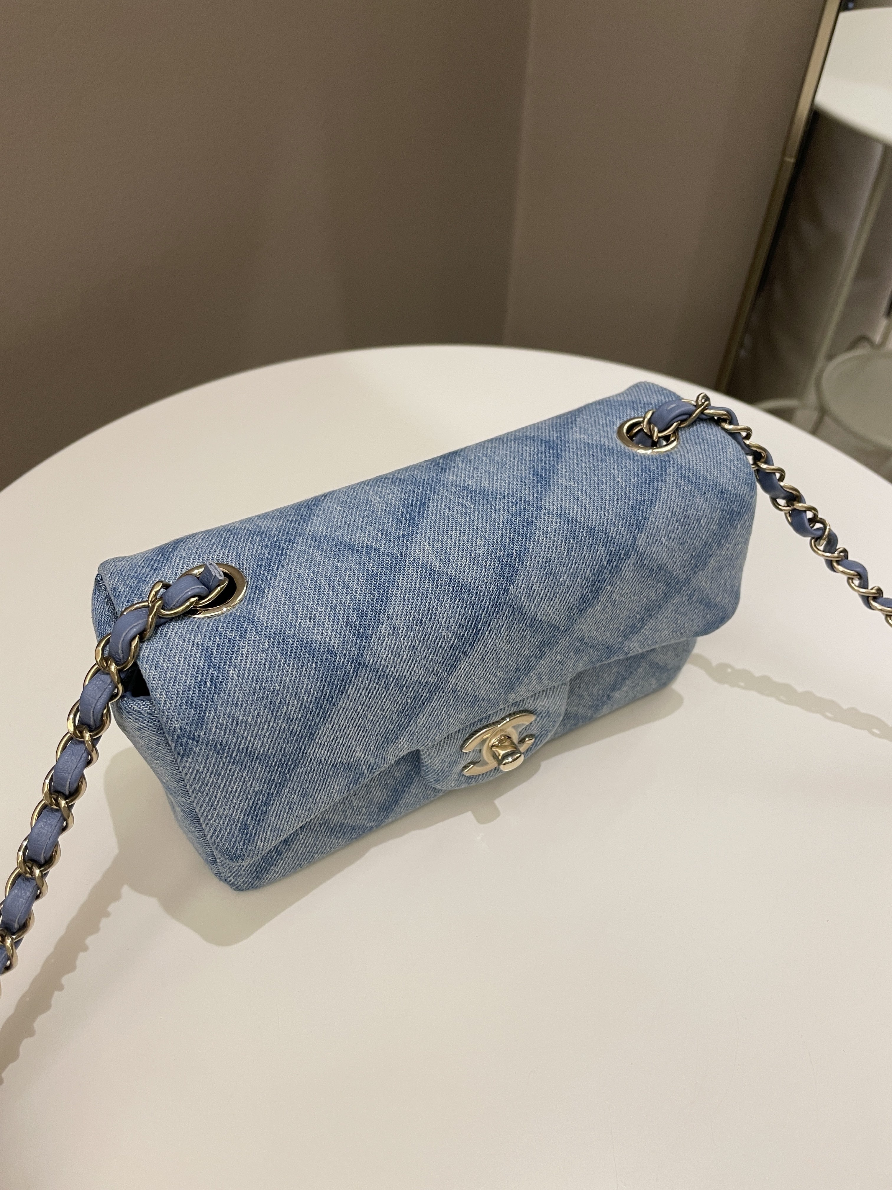 Chanel Classic Quilted Mini Rectangular Blue Denim