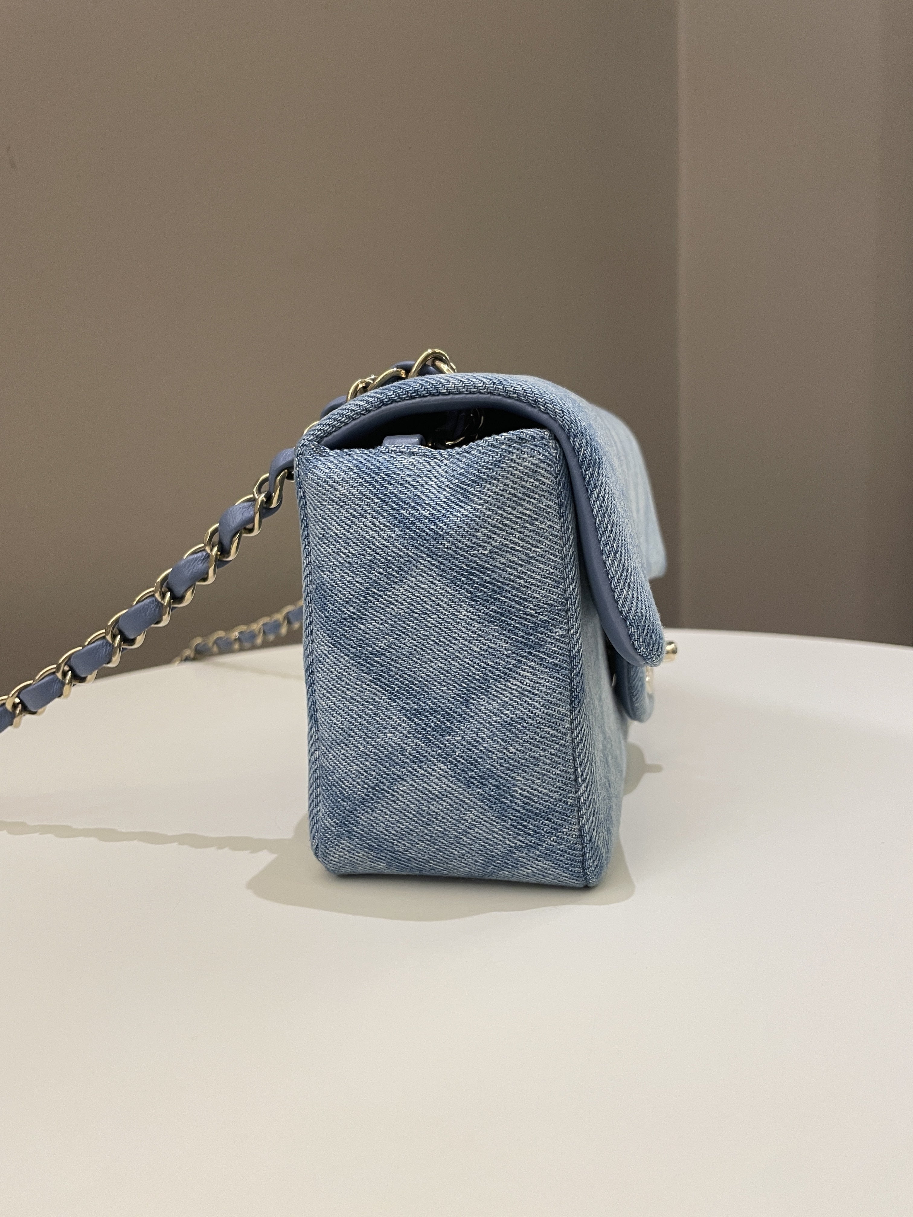 Chanel Classic Quilted Mini Rectangular Blue Denim