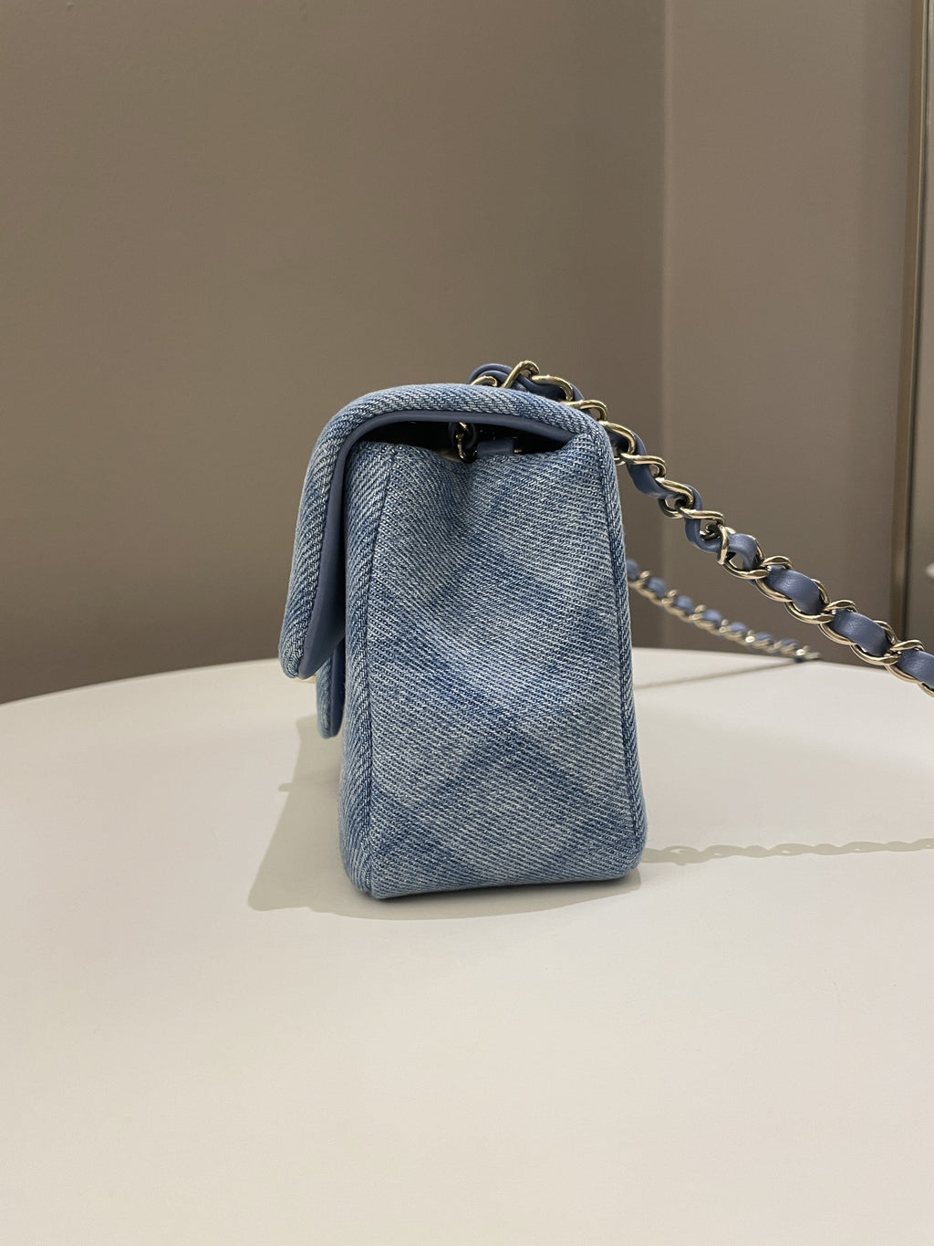 Chanel Classic Quilted Mini Rectangular Blue Denim