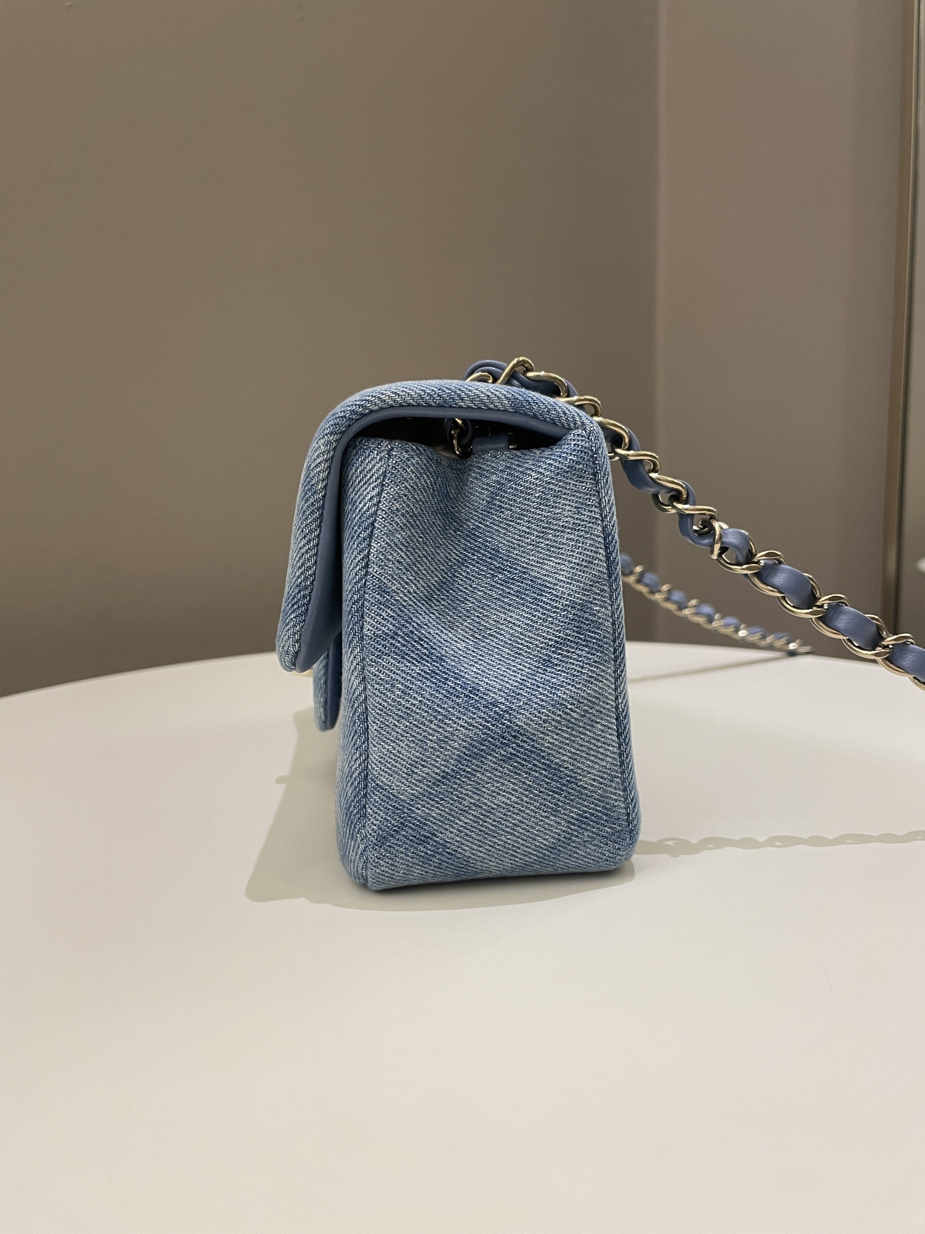 Chanel Classic Quilted Mini Rectangular Blue Denim