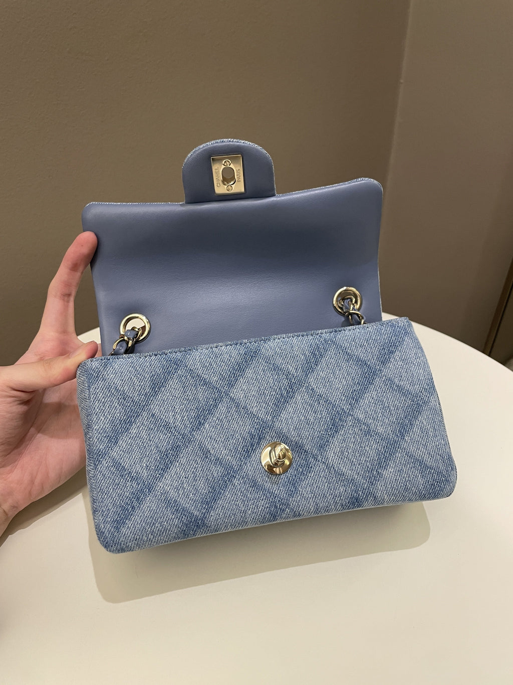 Chanel Classic Quilted Mini Rectangular Blue Denim