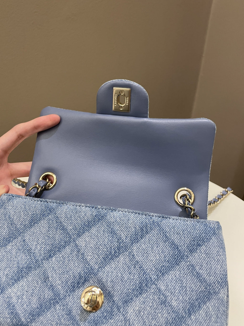 Chanel Classic Quilted Mini Rectangular Blue Denim