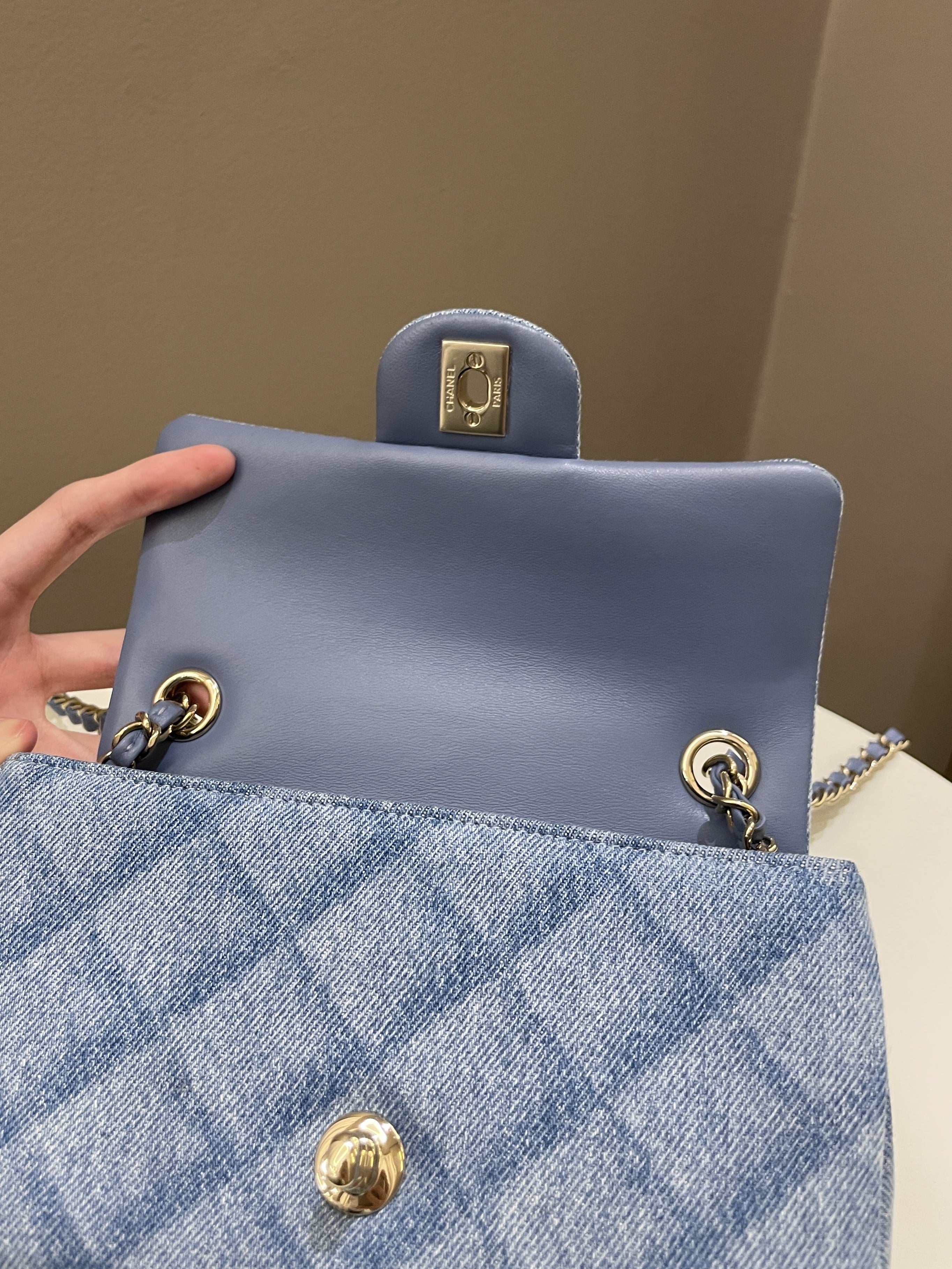 Chanel Classic Quilted Mini Rectangular Blue Denim