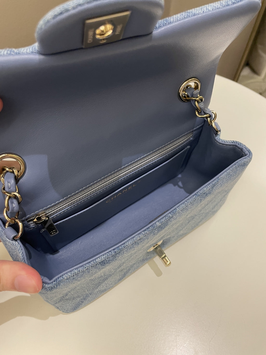 Chanel Classic Quilted Mini Rectangular Blue Denim