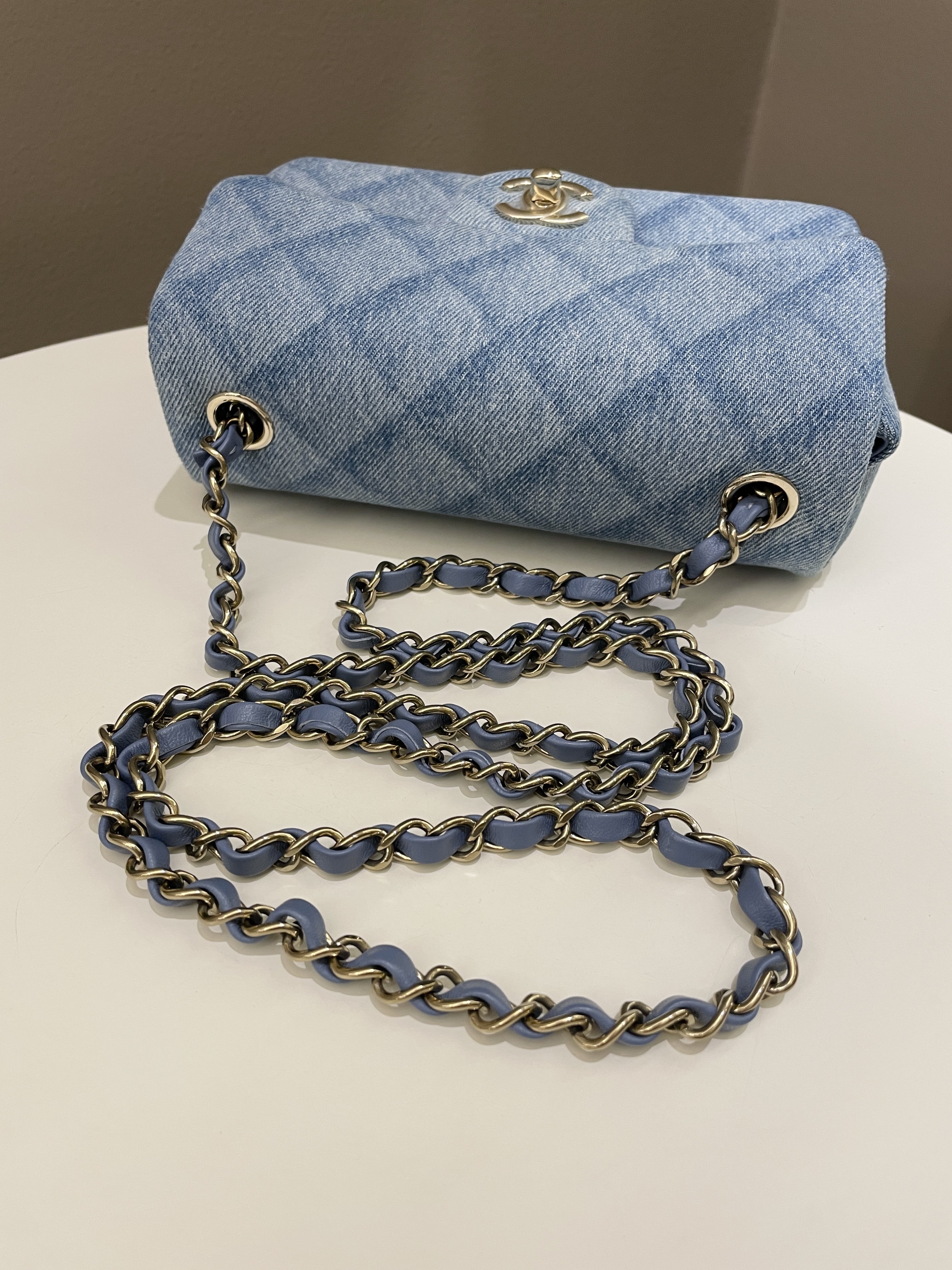 Chanel Classic Quilted Mini Rectangular Blue Denim