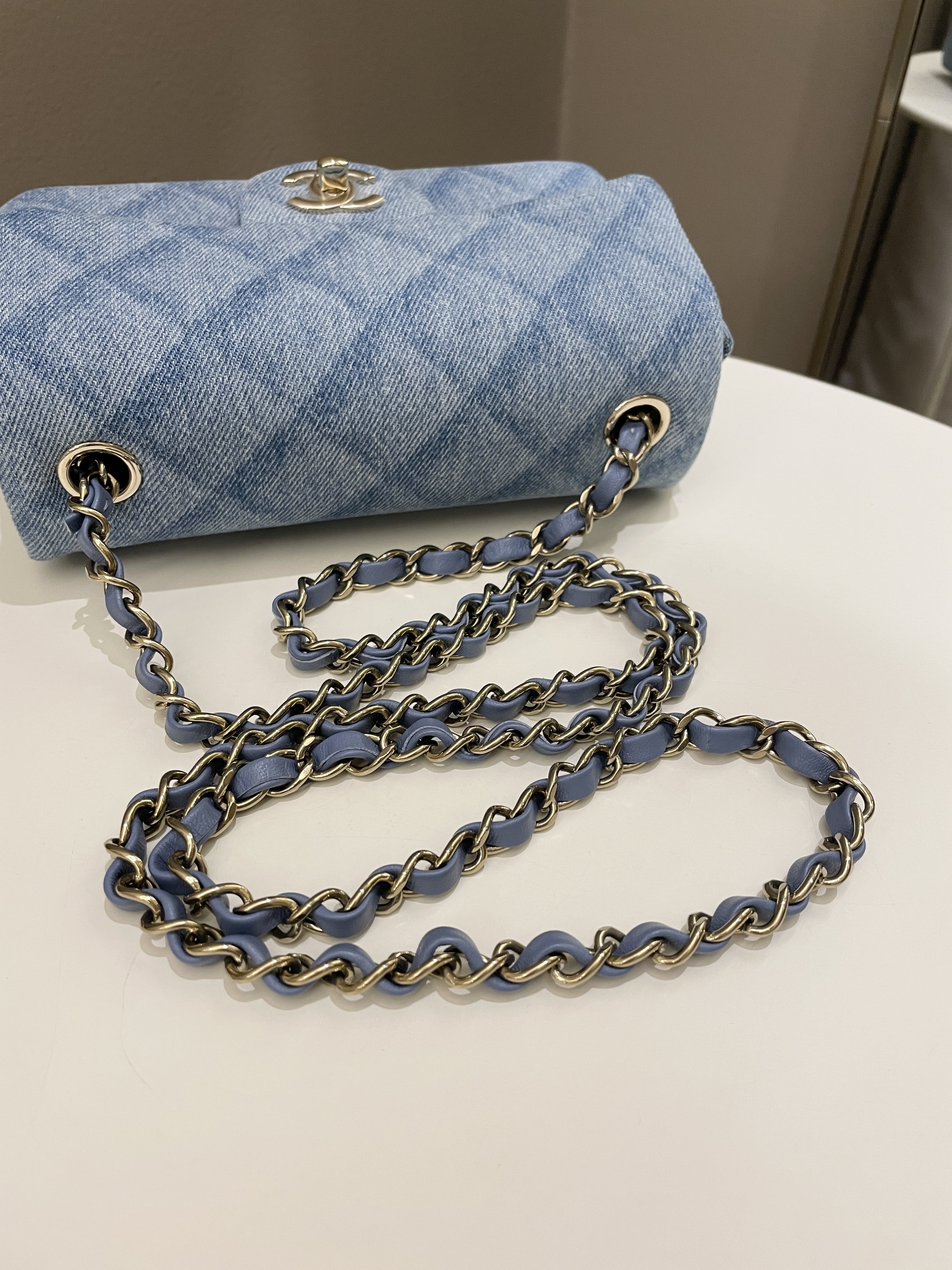 Chanel Classic Quilted Mini Rectangular Blue Denim