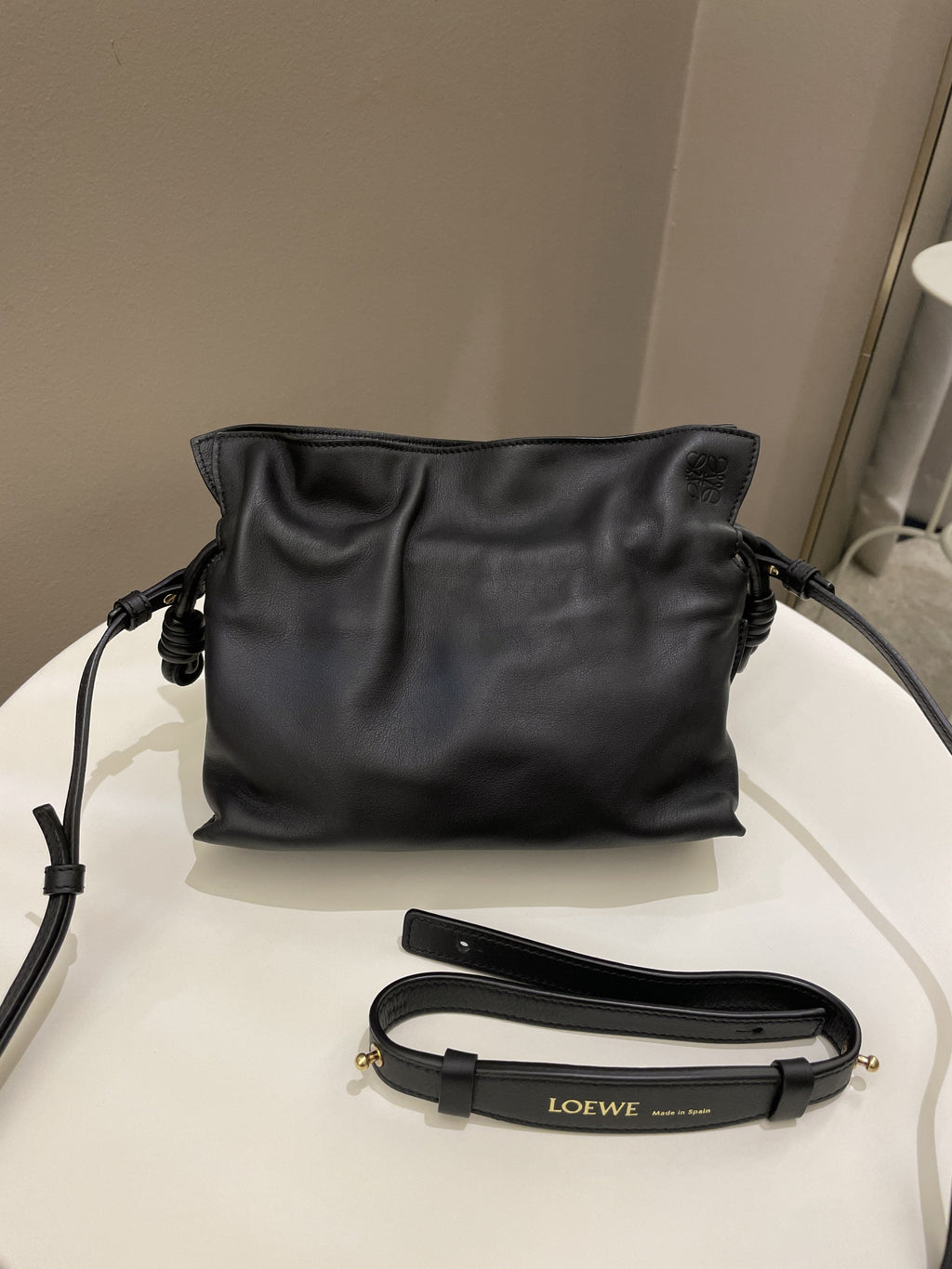 Loewe Mini Flamenco Knot Clutch + Strap Black