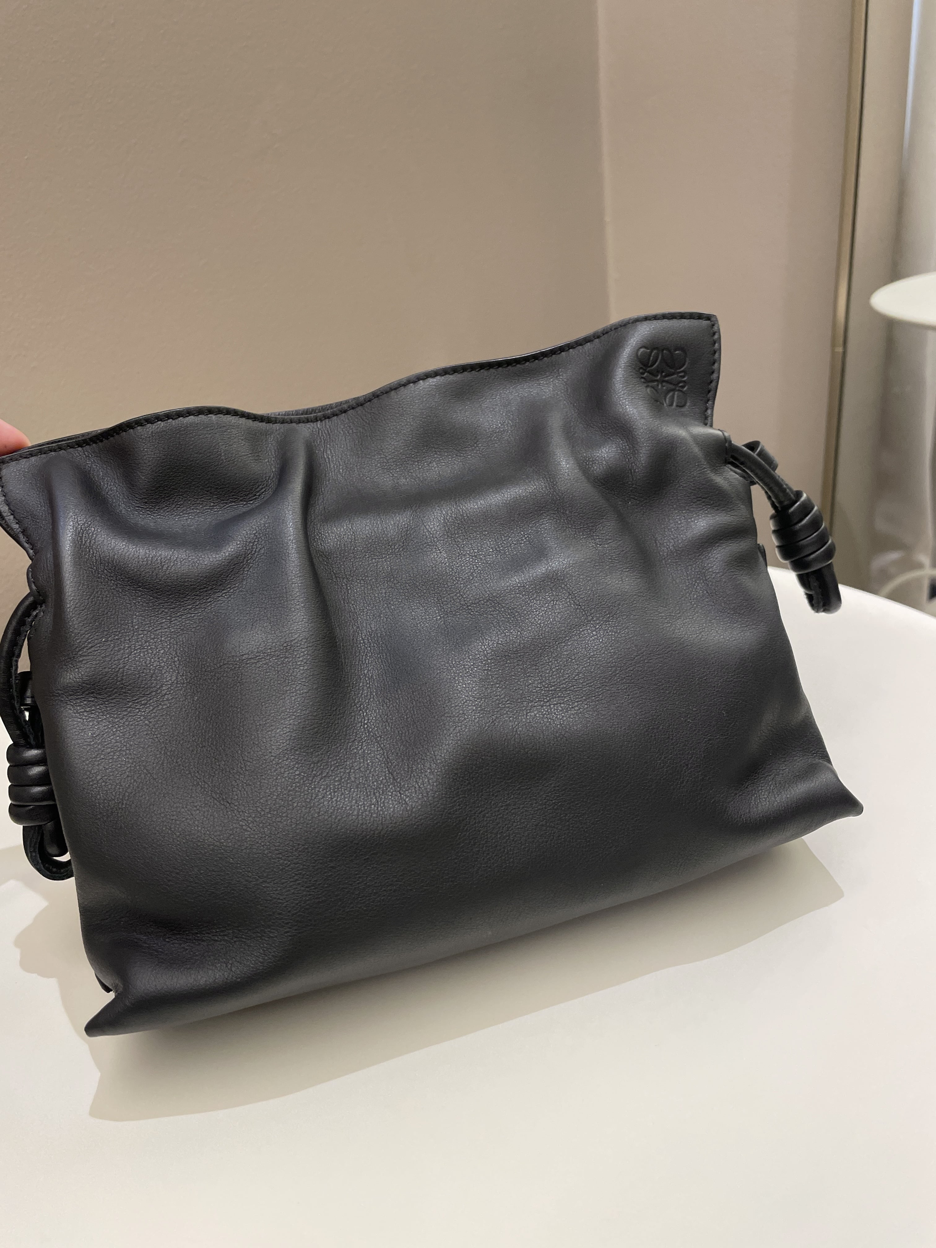 Loewe Mini Flamenco Knot Clutch + Strap Black