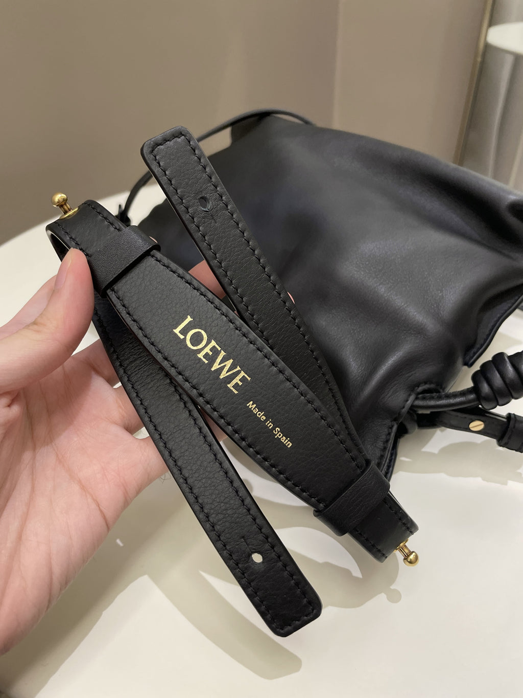 Loewe Mini Flamenco Knot Clutch + Strap Black