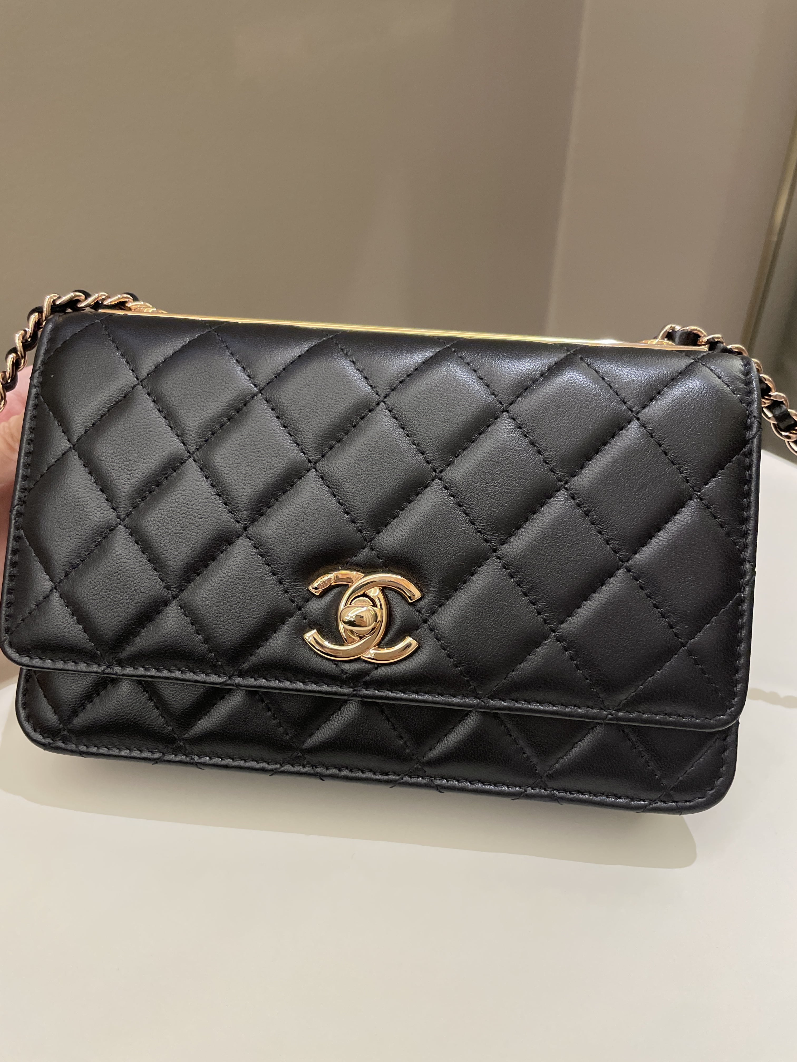 Chanel Trendy CC Wallet On Chain Black Lambskin