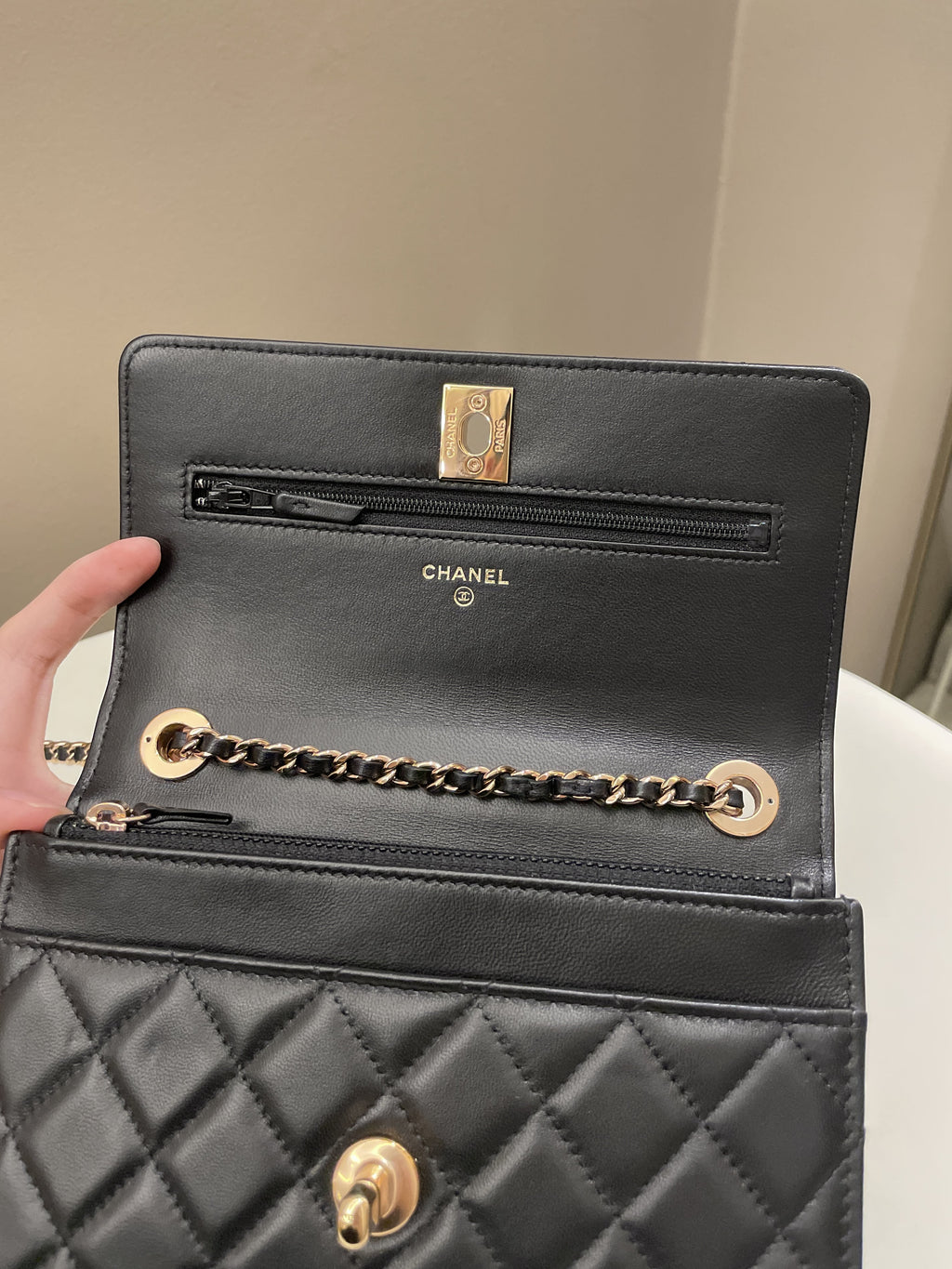 Chanel Trendy CC Wallet On Chain Black Lambskin