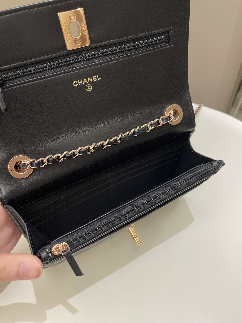 Chanel Trendy CC Wallet On Chain Black Lambskin