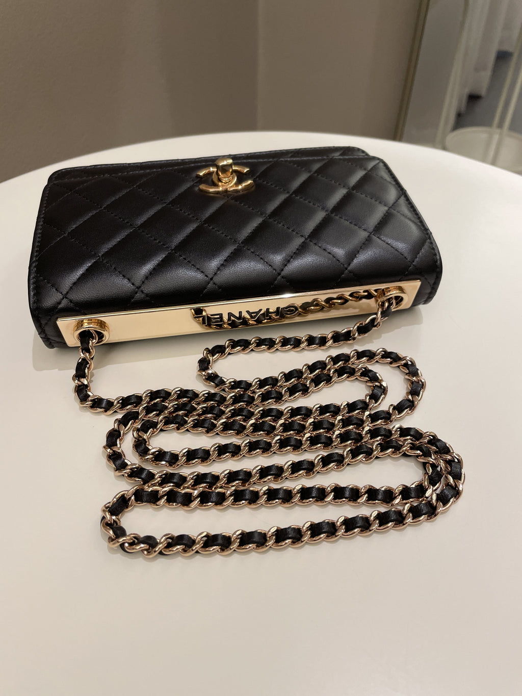 Chanel Trendy CC Wallet On Chain Black Lambskin