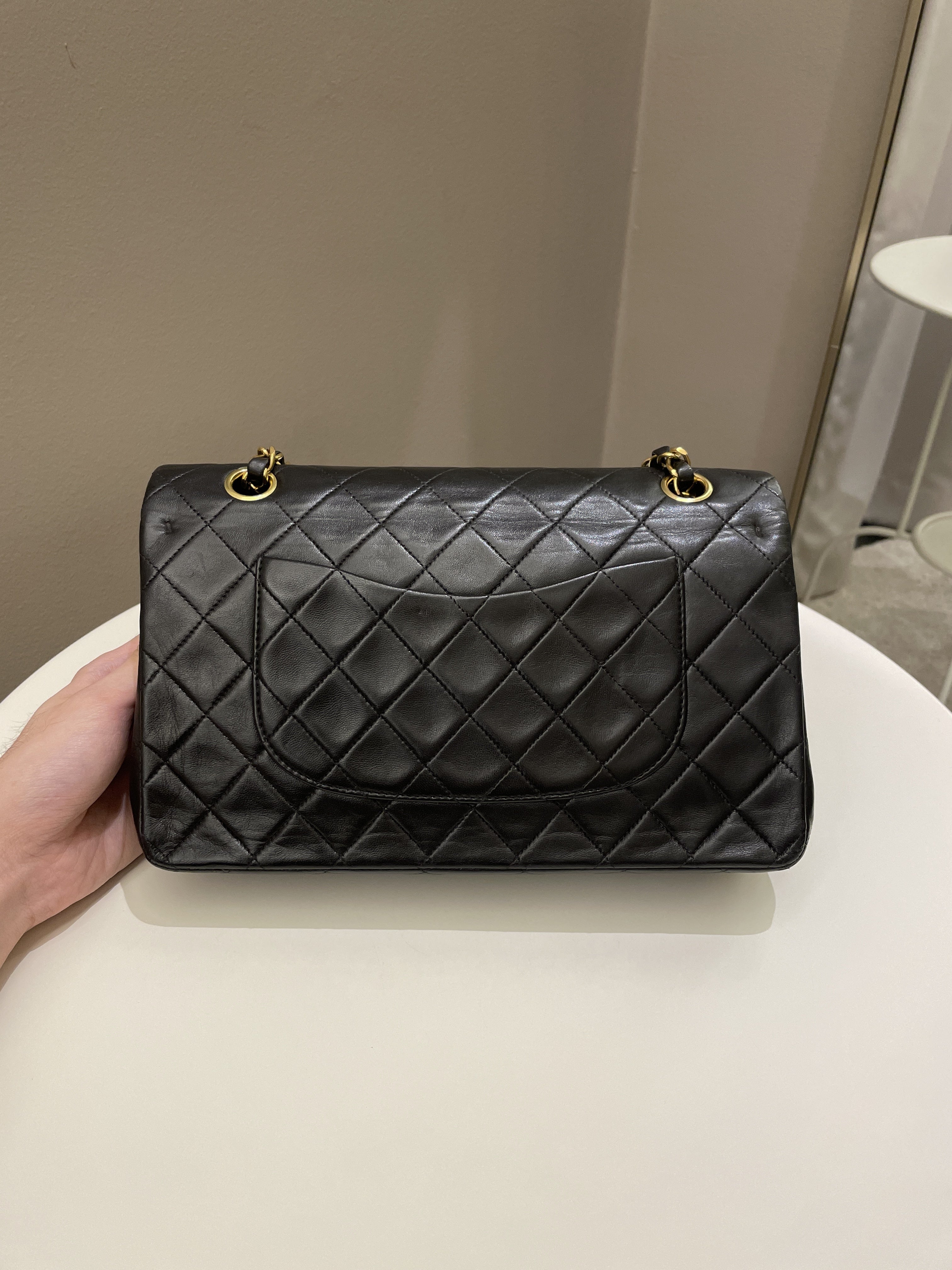 Chanel Vintage Classic Quilted Medium Double Flap Black Lambskin
