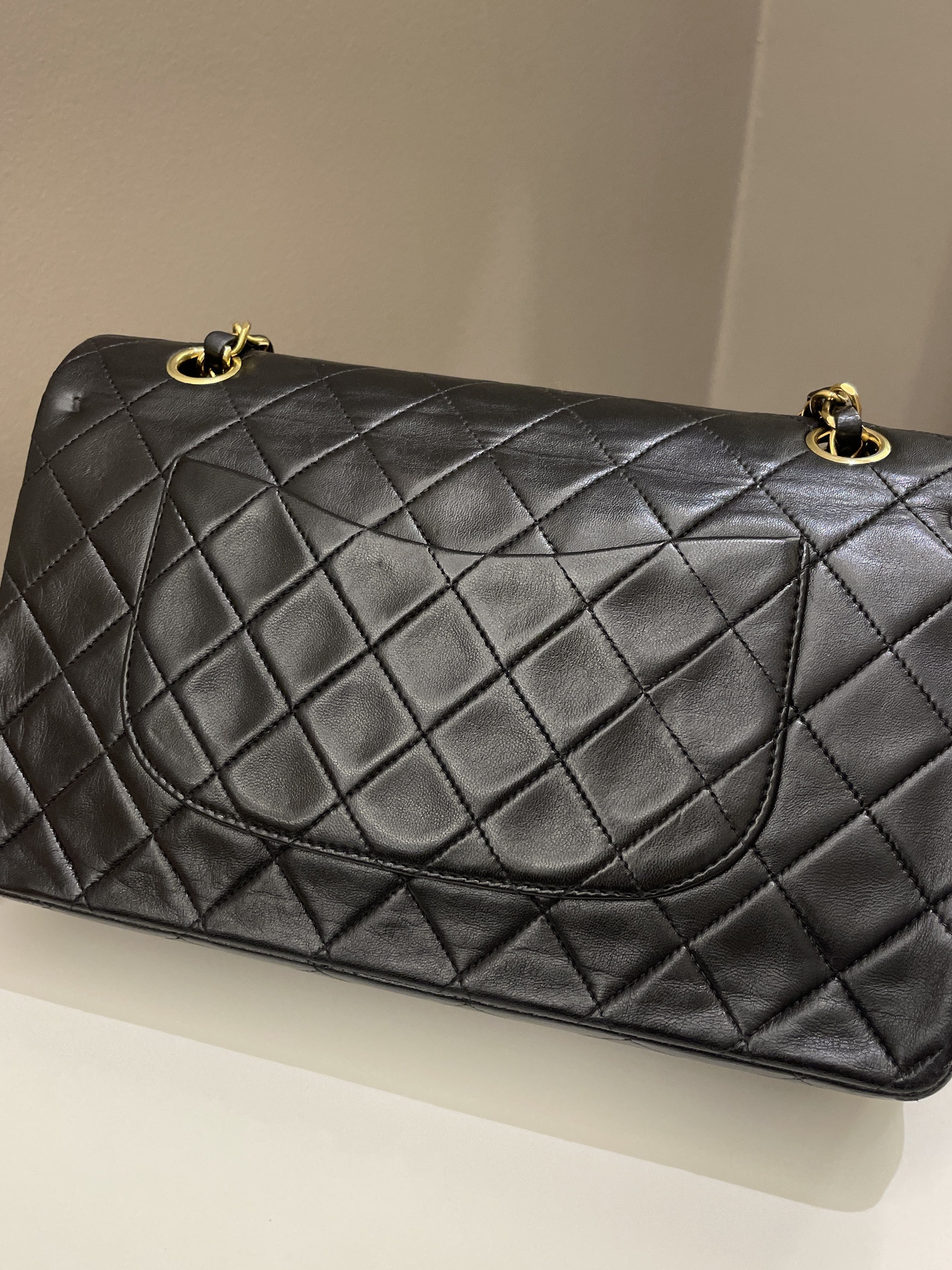 Chanel Vintage Classic Quilted Medium Double Flap Black Lambskin