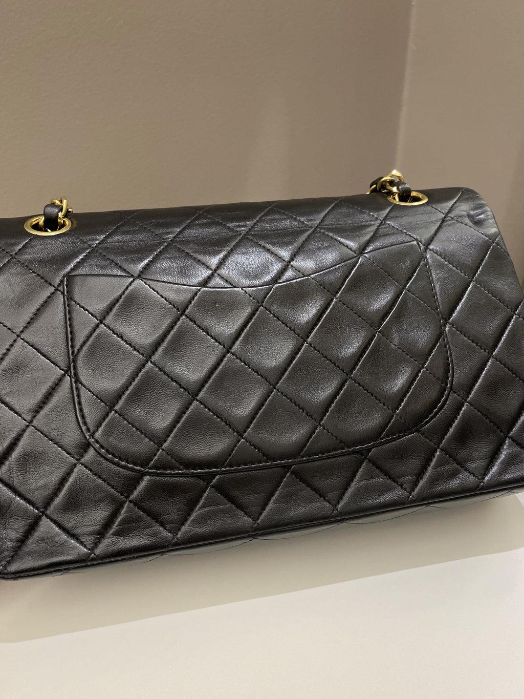 Chanel Vintage Classic Quilted Medium Double Flap Black Lambskin