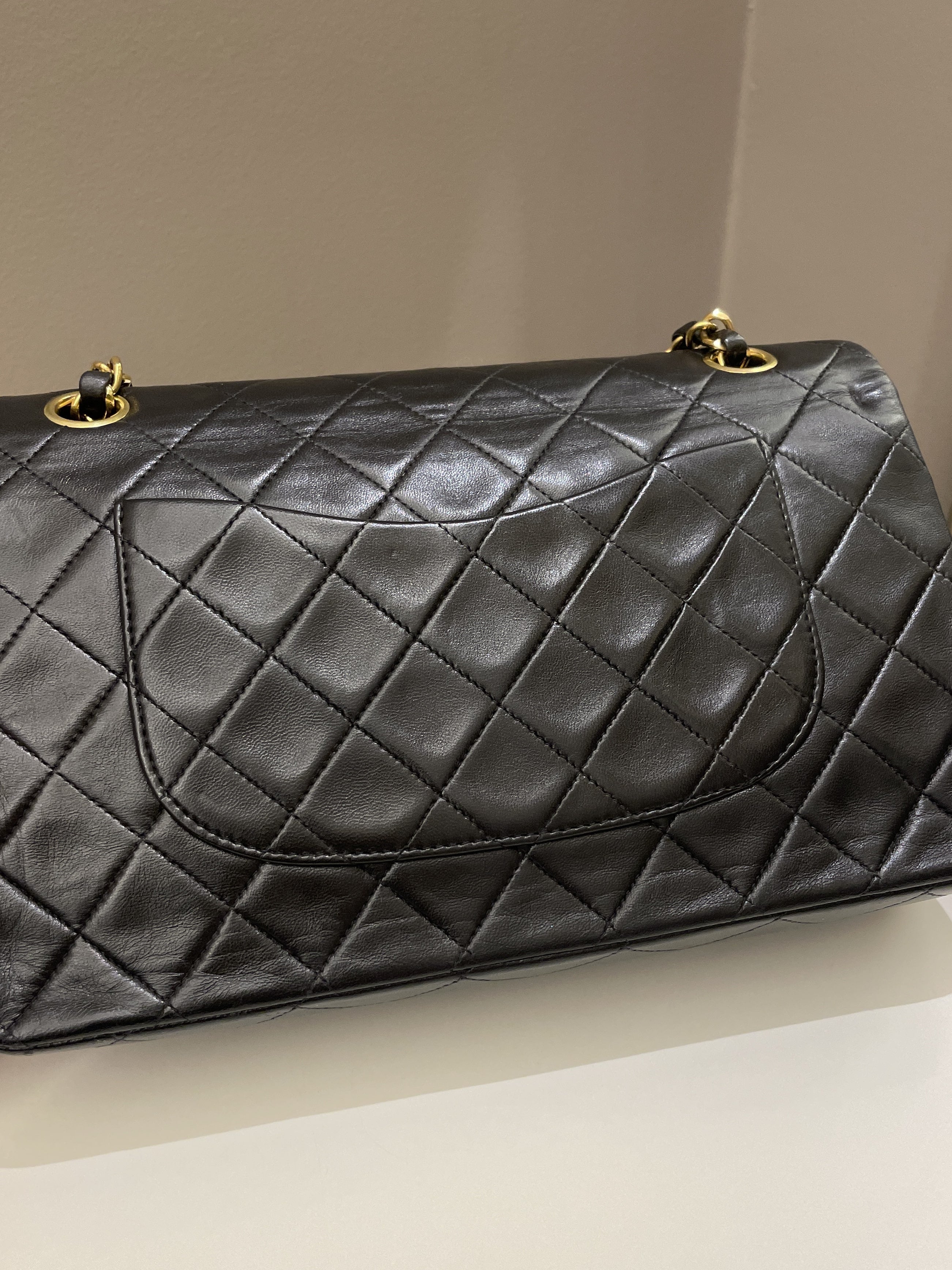 Chanel Vintage Classic Quilted Medium Double Flap Black Lambskin