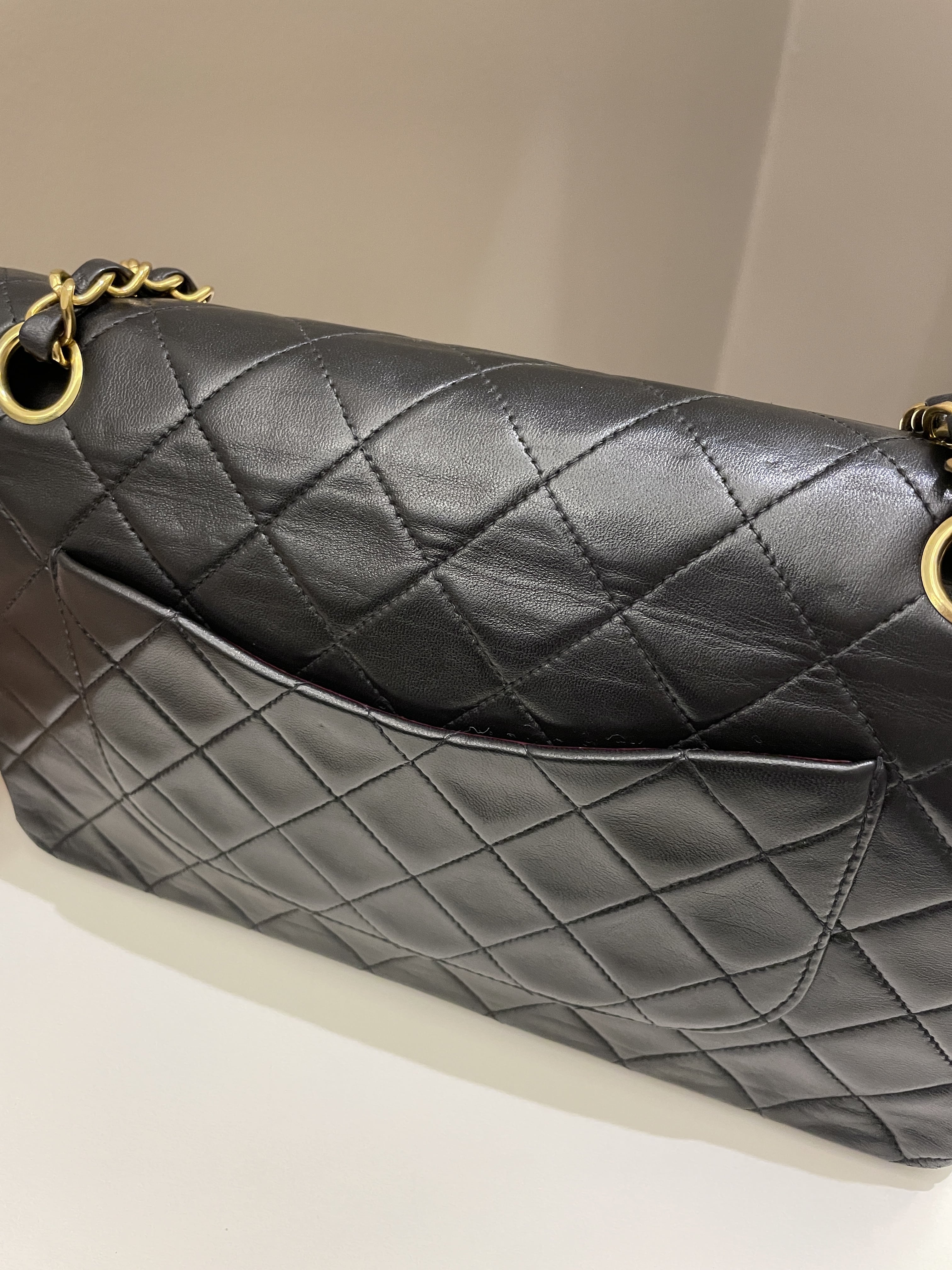 Chanel Vintage Classic Quilted Medium Double Flap Black Lambskin