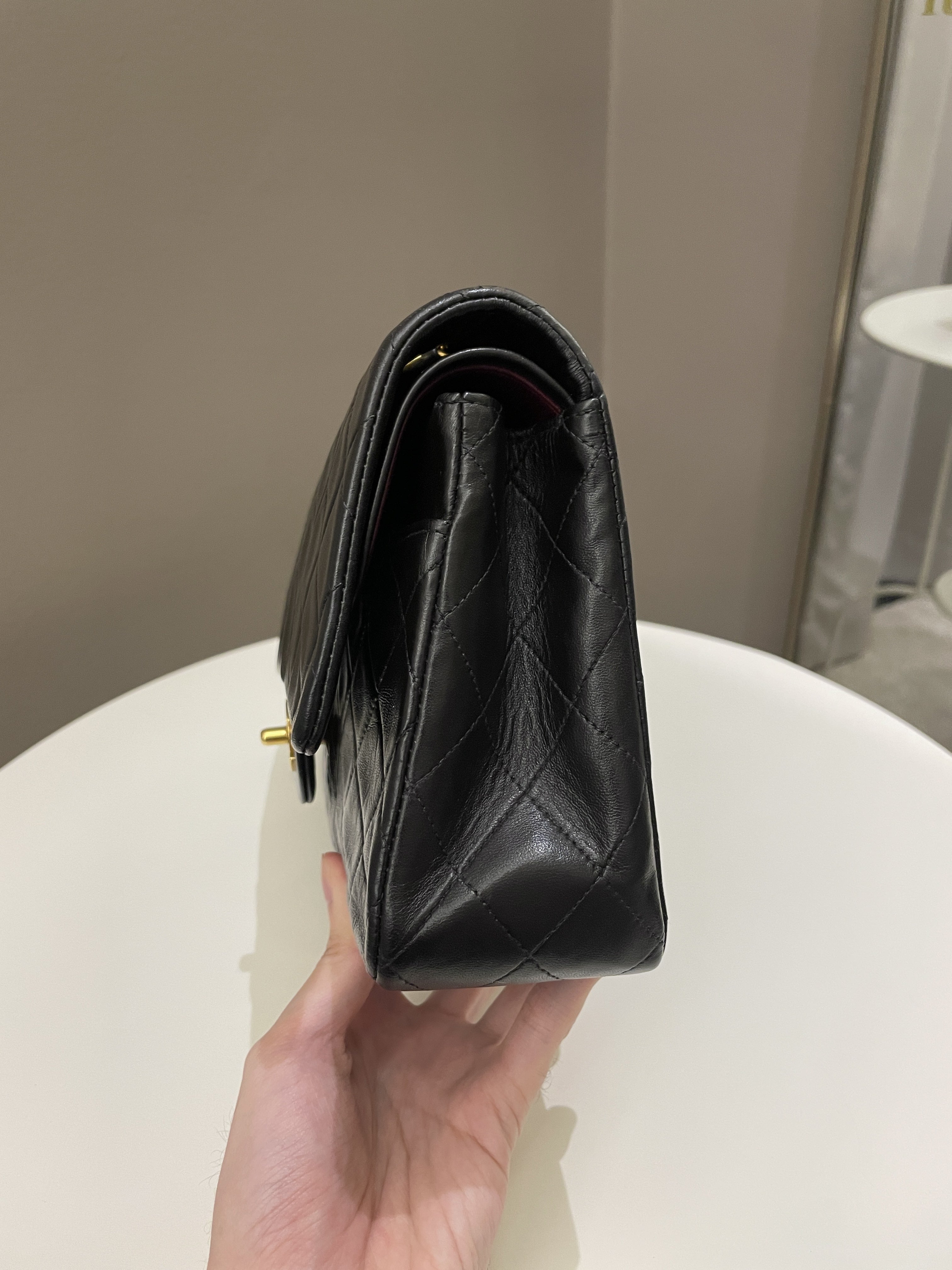 Chanel Vintage Classic Quilted Medium Double Flap Black Lambskin