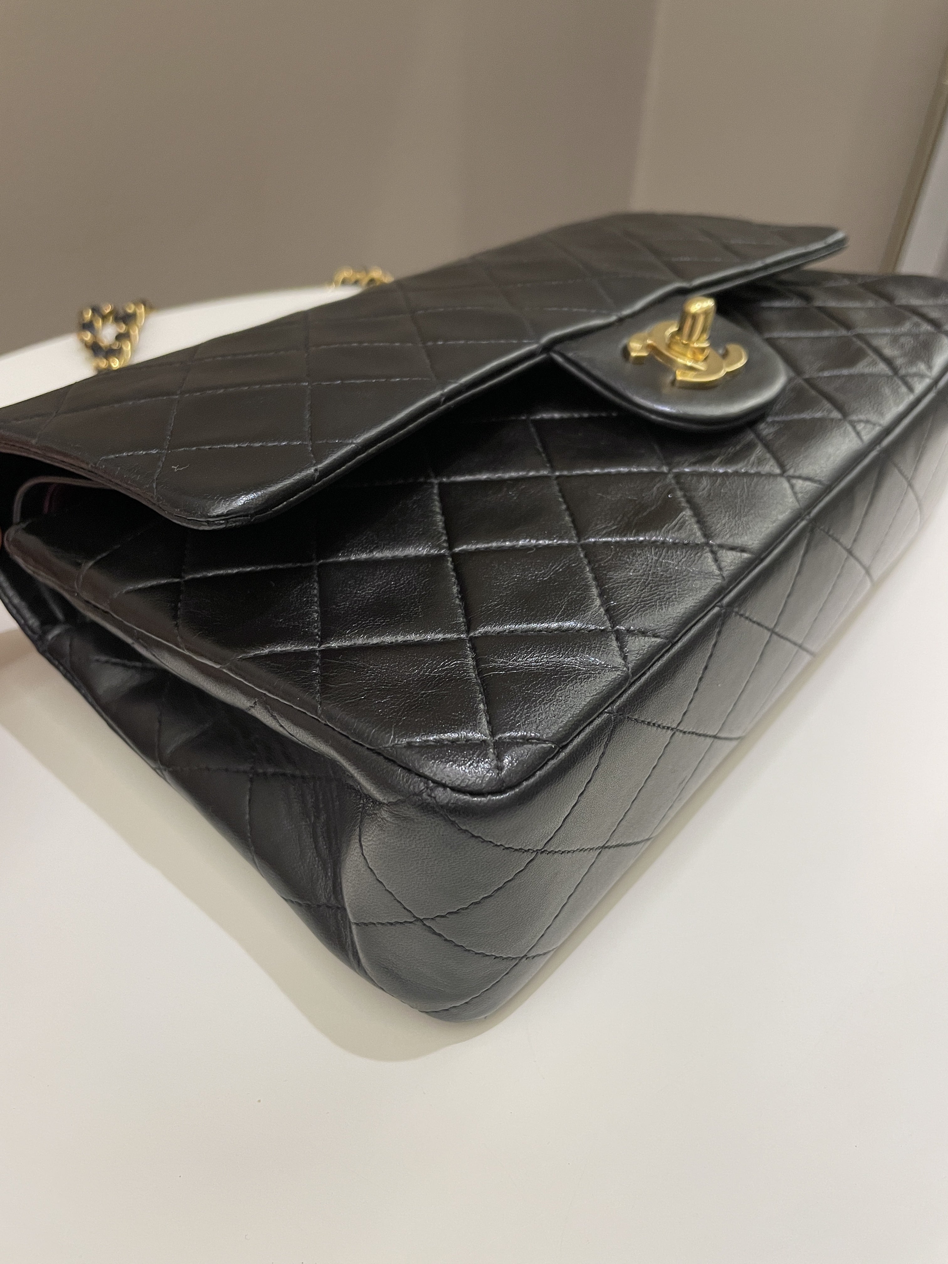 Chanel Vintage Classic Quilted Medium Double Flap Black Lambskin