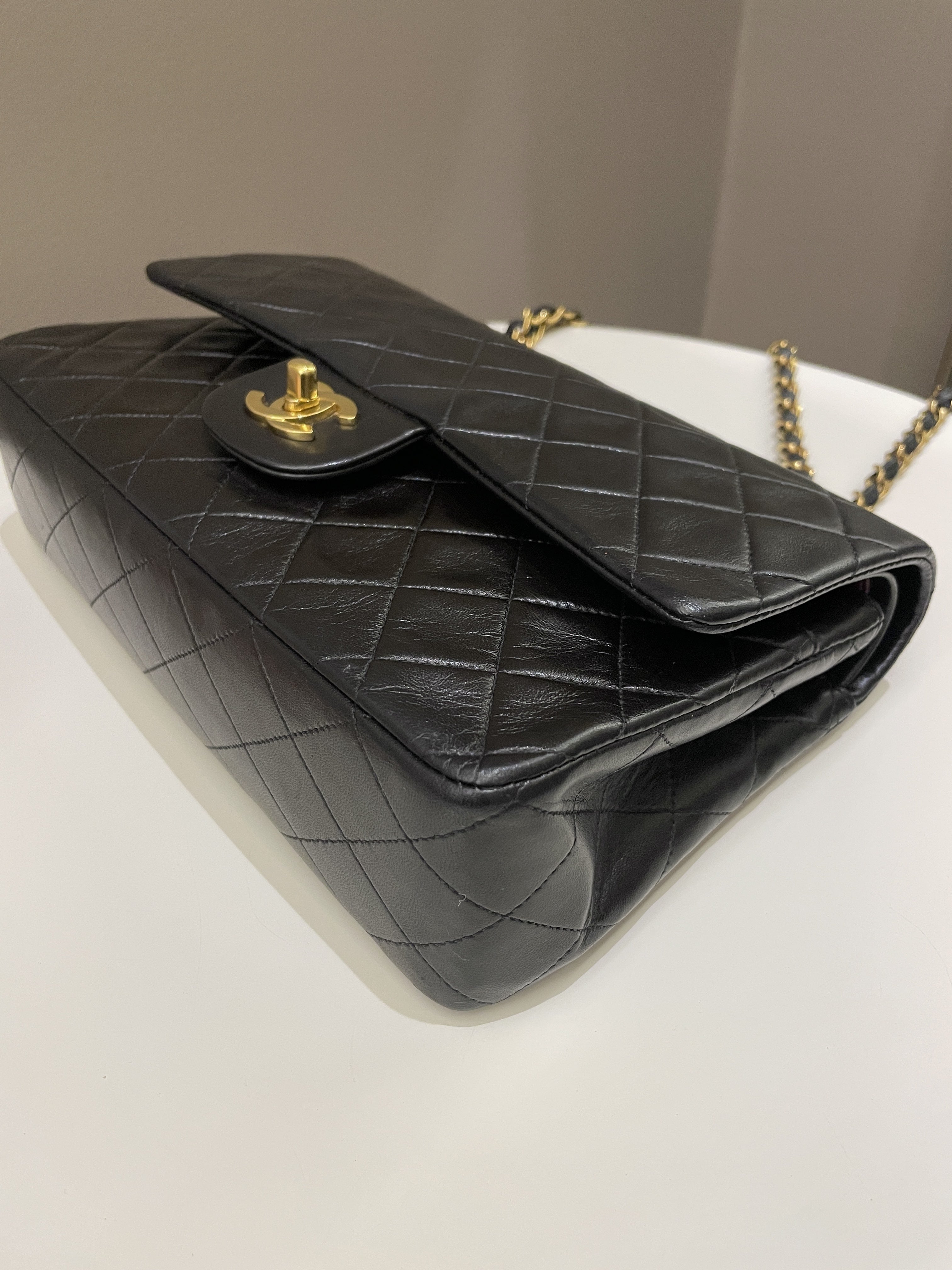 Chanel Vintage Classic Quilted Medium Double Flap Black Lambskin