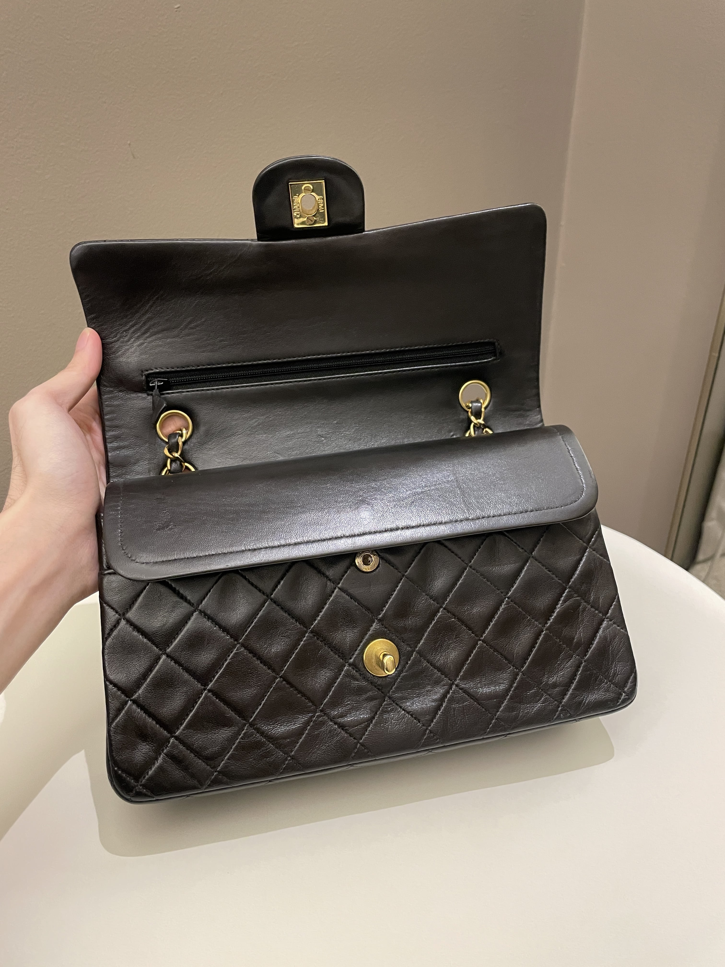 Chanel Vintage Classic Quilted Medium Double Flap Black Lambskin