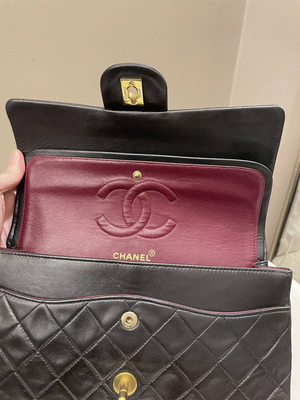 Chanel Vintage Classic Quilted Medium Double Flap Black Lambskin