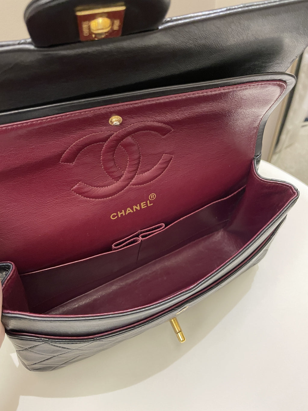 Chanel Vintage Classic Quilted Medium Double Flap Black Lambskin