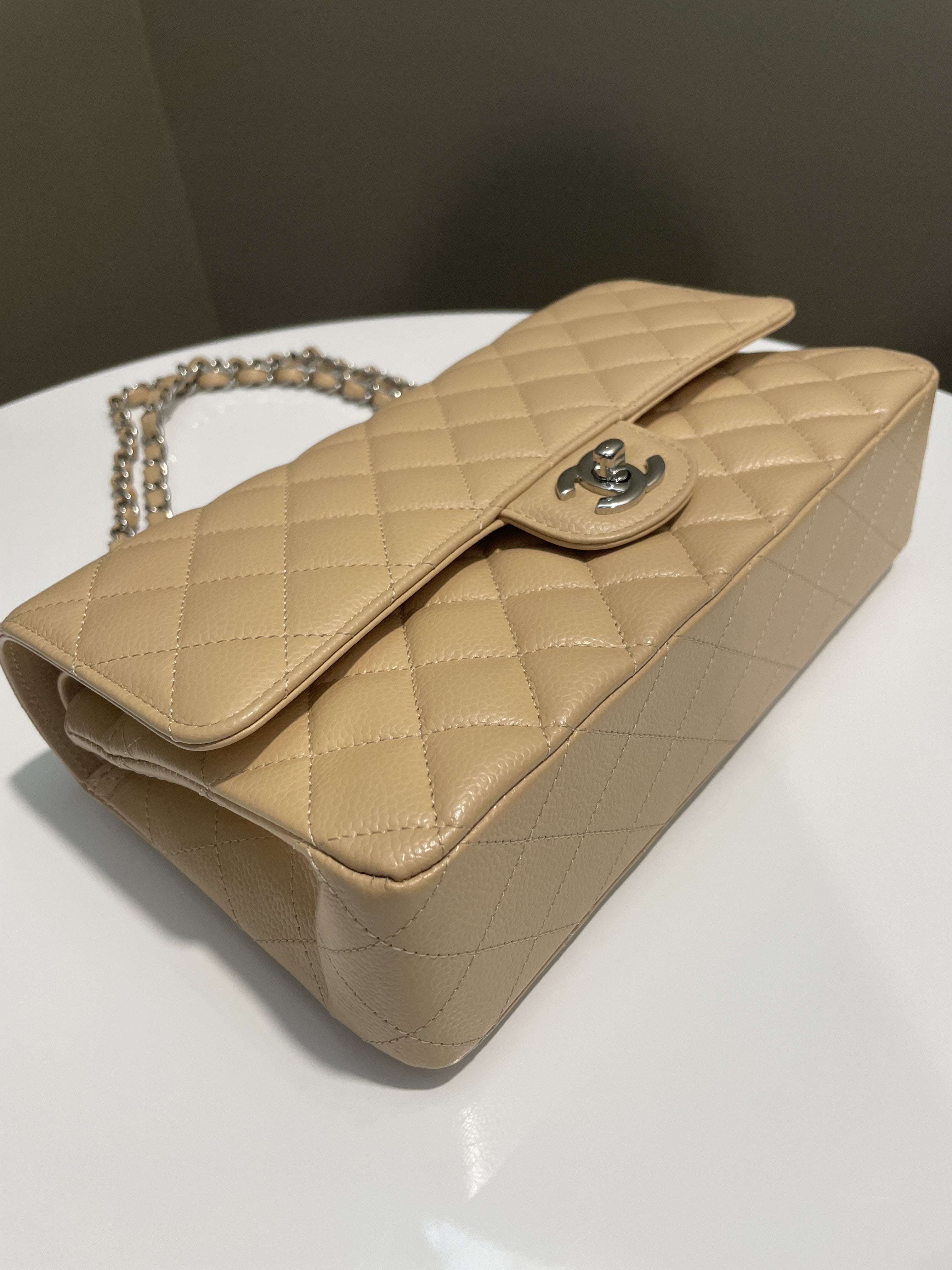 Chanel Classic Quilted Medium Double Flap Beige Claire