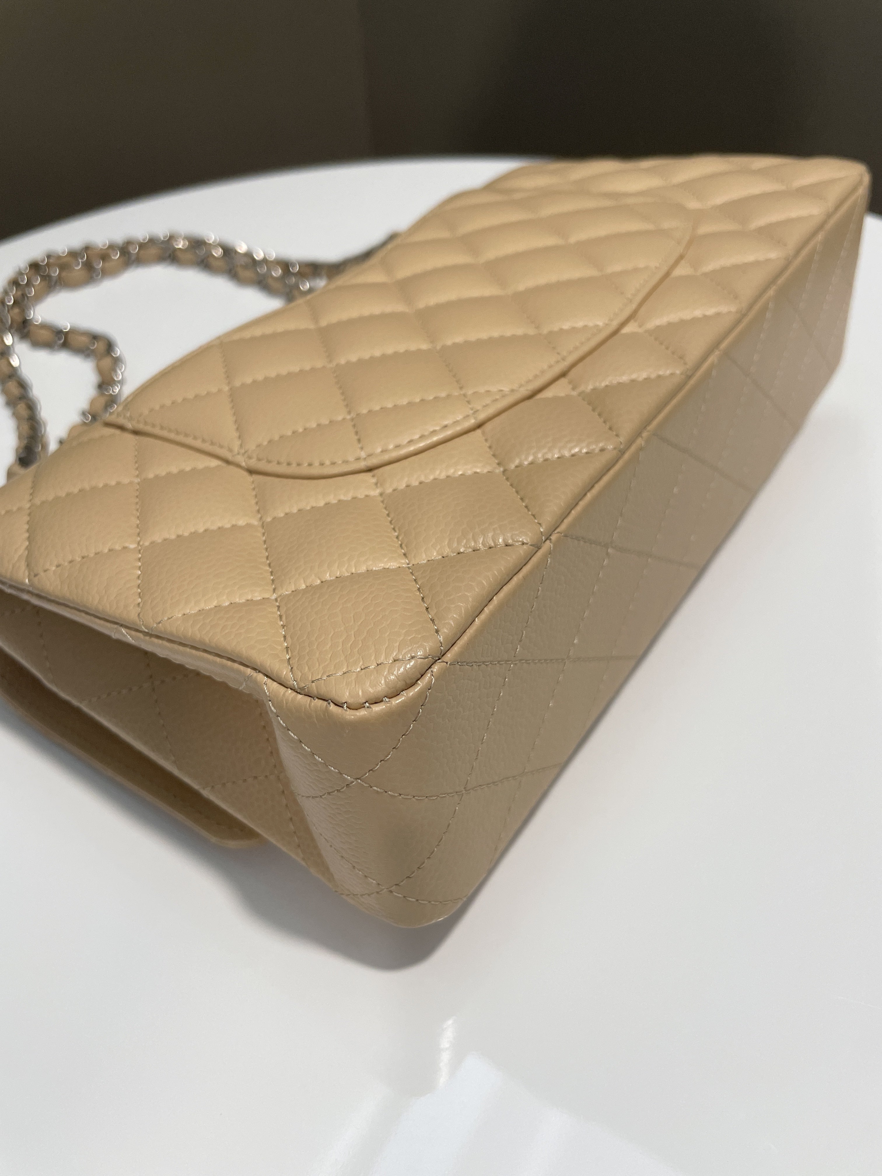 Chanel Classic Quilted Medium Double Flap Beige Claire