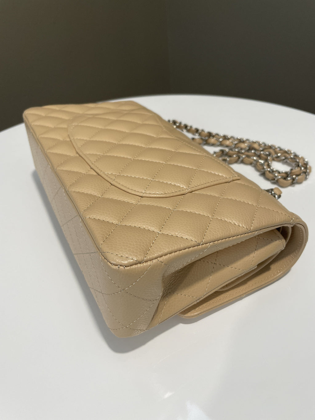 Chanel Classic Quilted Medium Double Flap Beige Claire