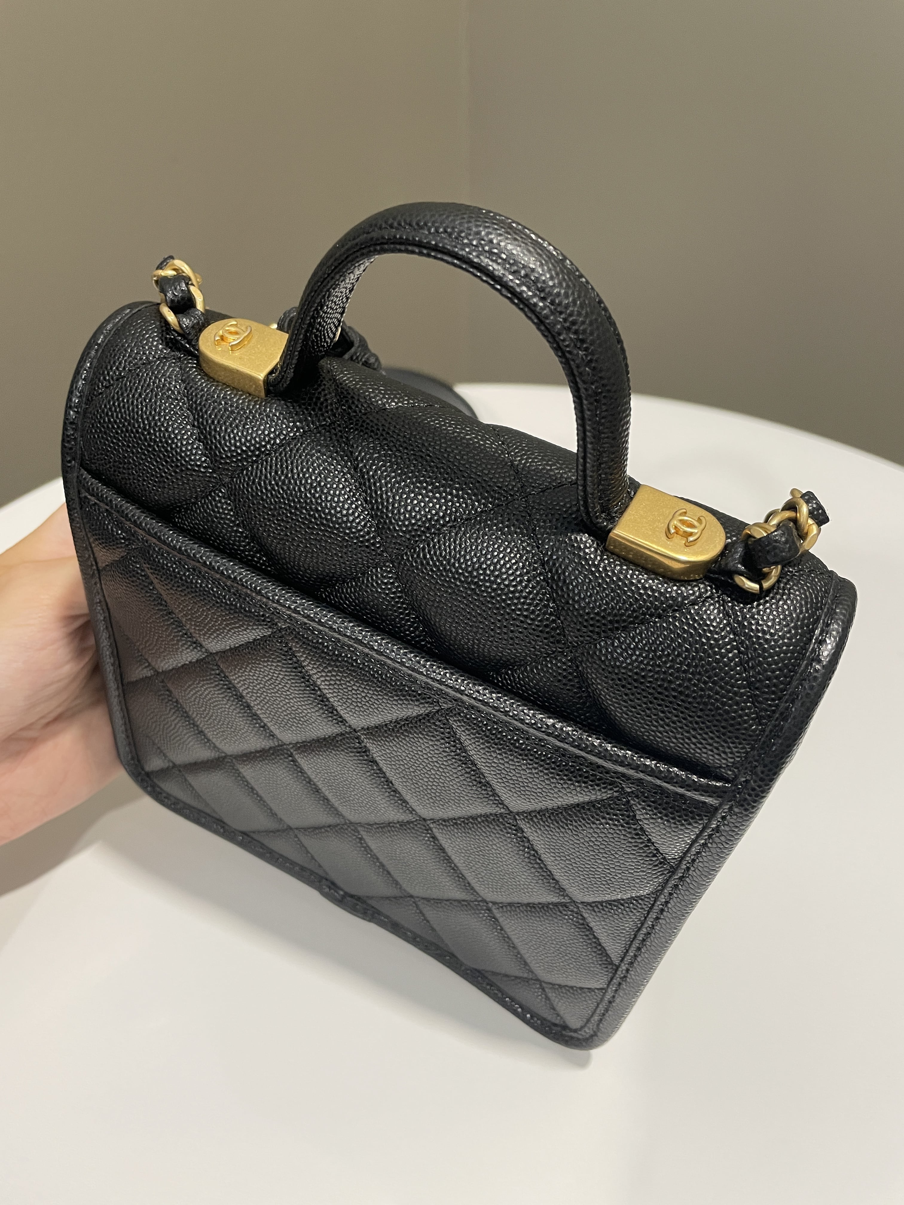 Chanel 22K Flap with Top Handle Black Caviar