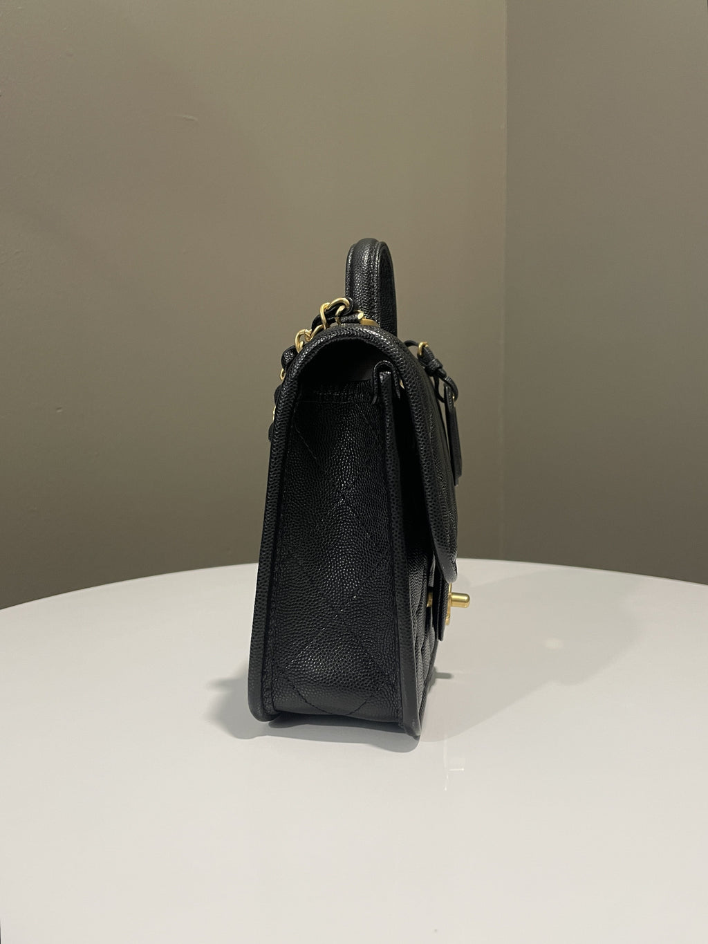 Chanel 22K Flap with Top Handle Black Caviar