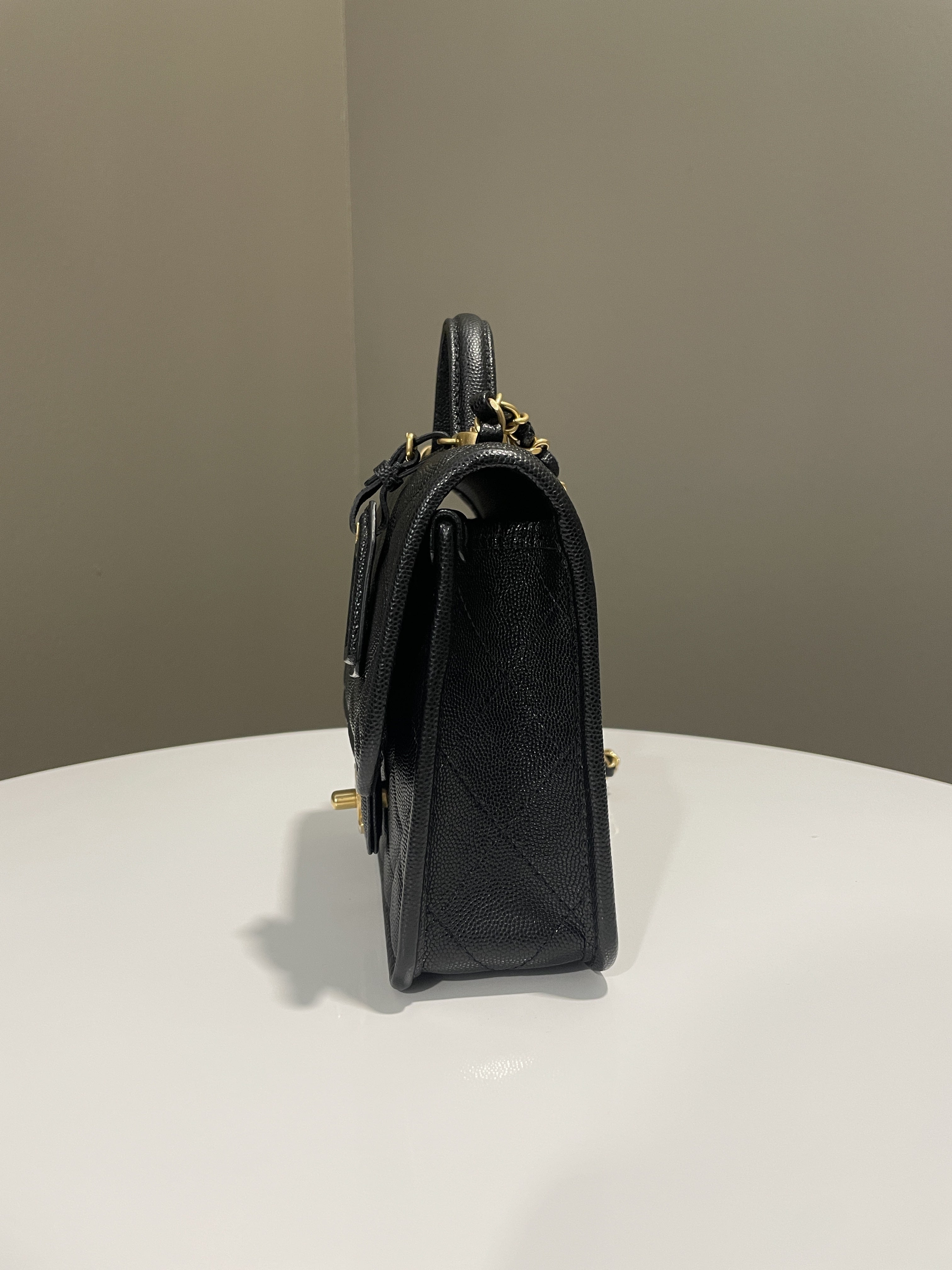 Chanel 22K Flap with Top Handle Black Caviar